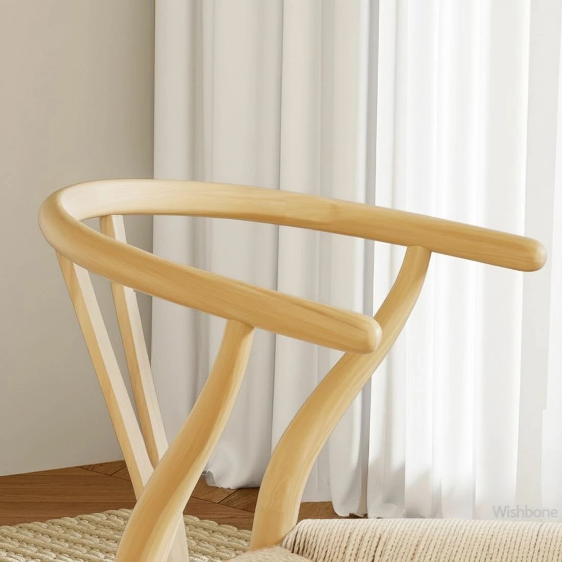 6 Artiss Dining Chair en Rattan Seat Wishbone Back - Natural, 6 of 7