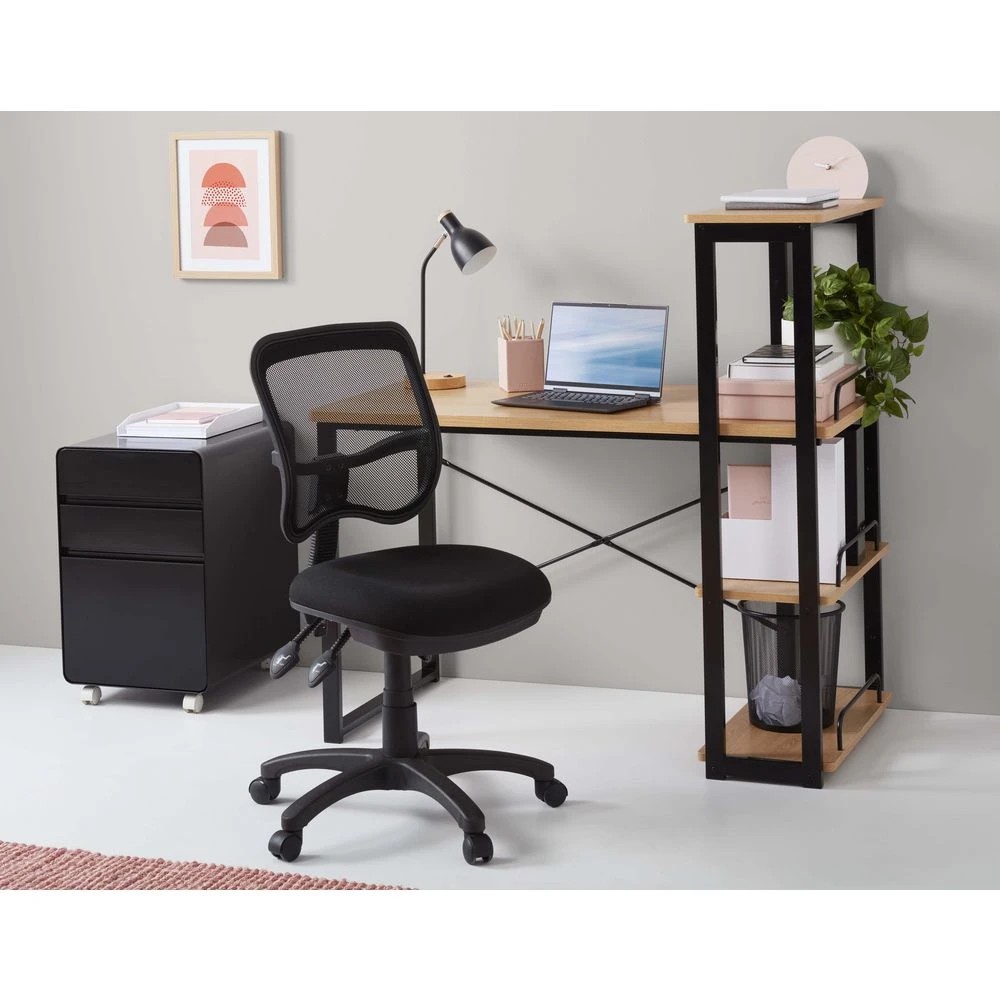 6 Otto Arundale Side Shelf Desk 1200mm Black/Oak Desks, Tables and Workstations, 6 of 8