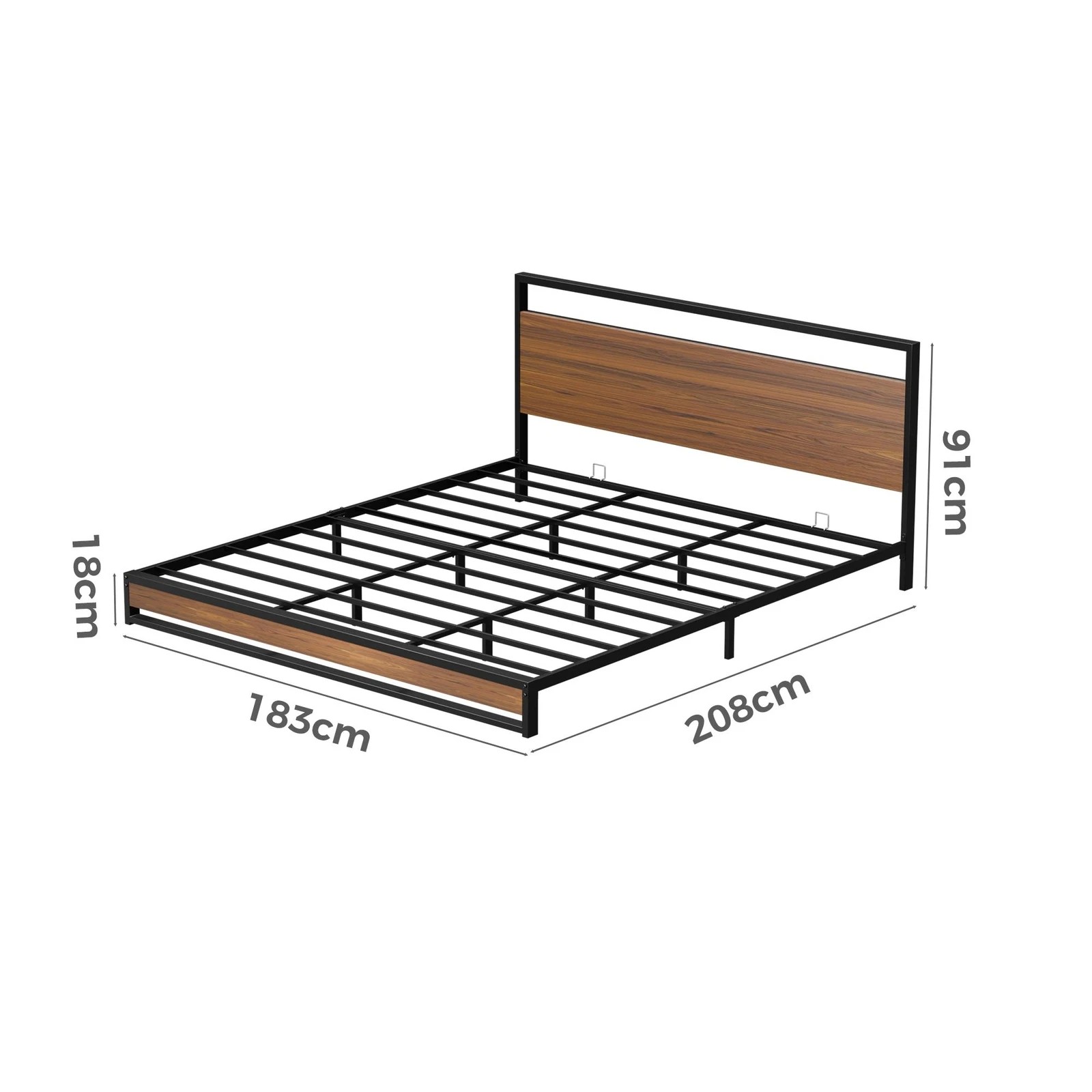 10 Alfordson Metal Bed Frame King Size Industrial Platform Mattress Base - Wood - Natural, 10 of 10