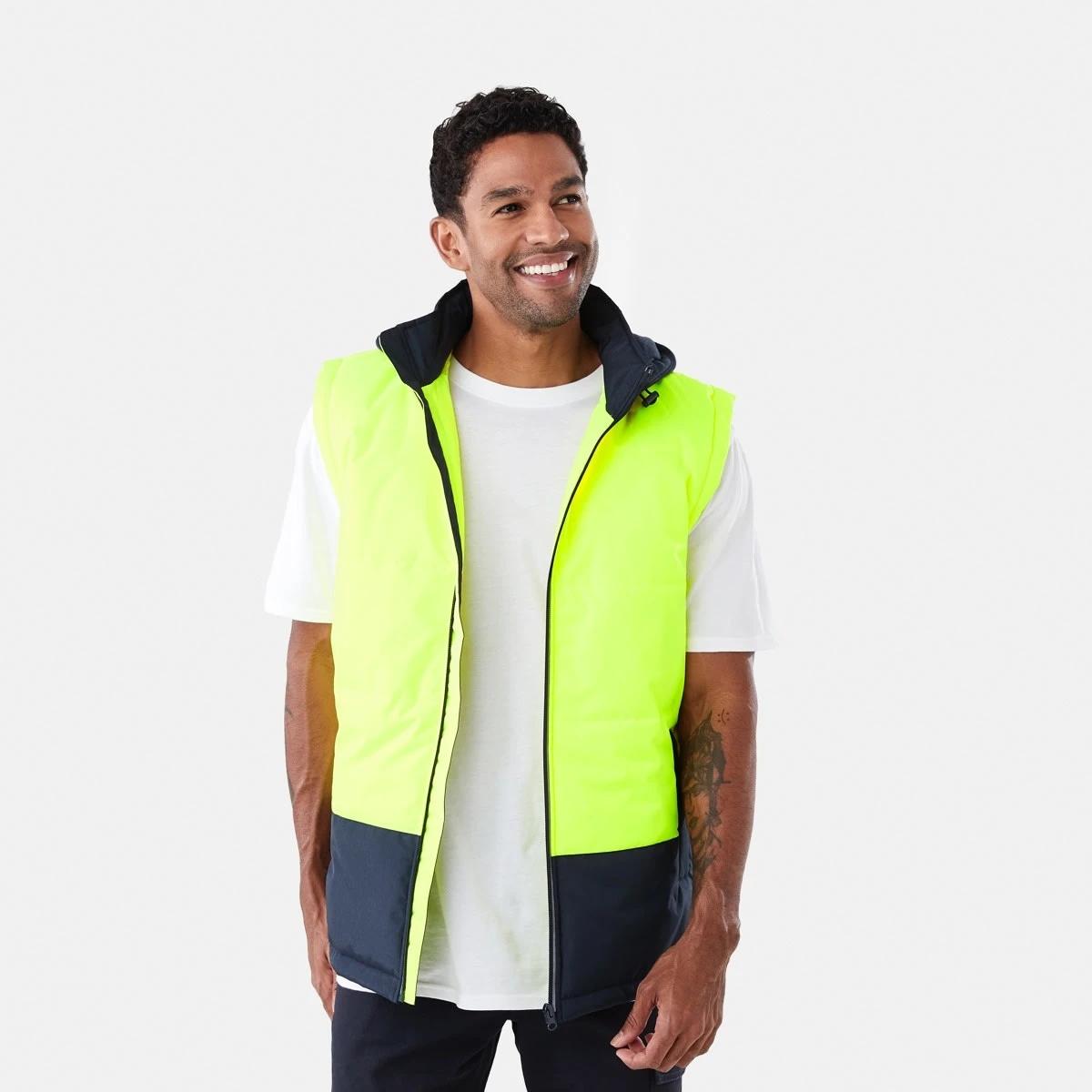 1 Hi-Visibility Hooded Puffer Vest Yellow, 1 of 7