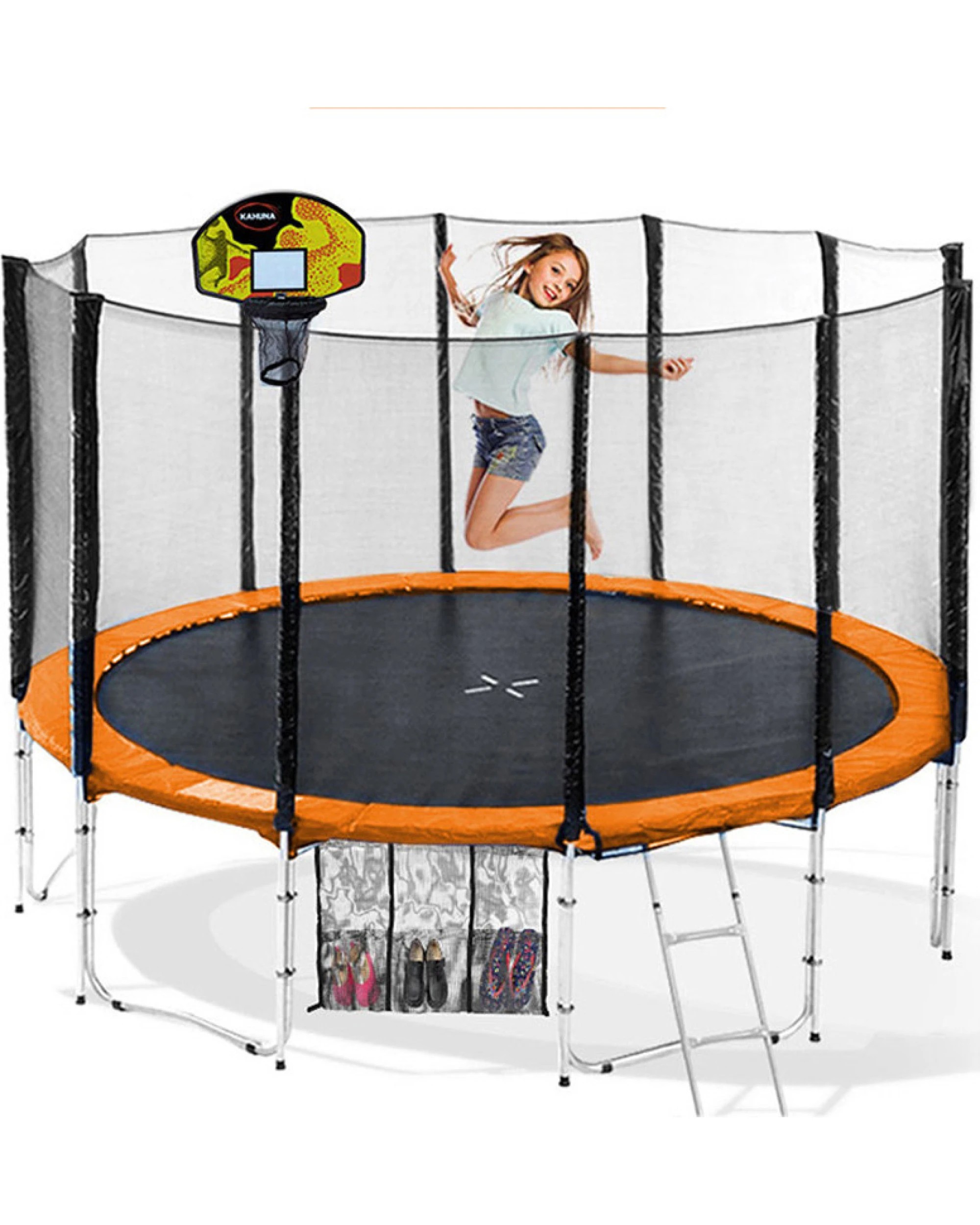 1 Kahuna Blizzard 16 ft Trampoline with Basketball Orange, 1 of 8