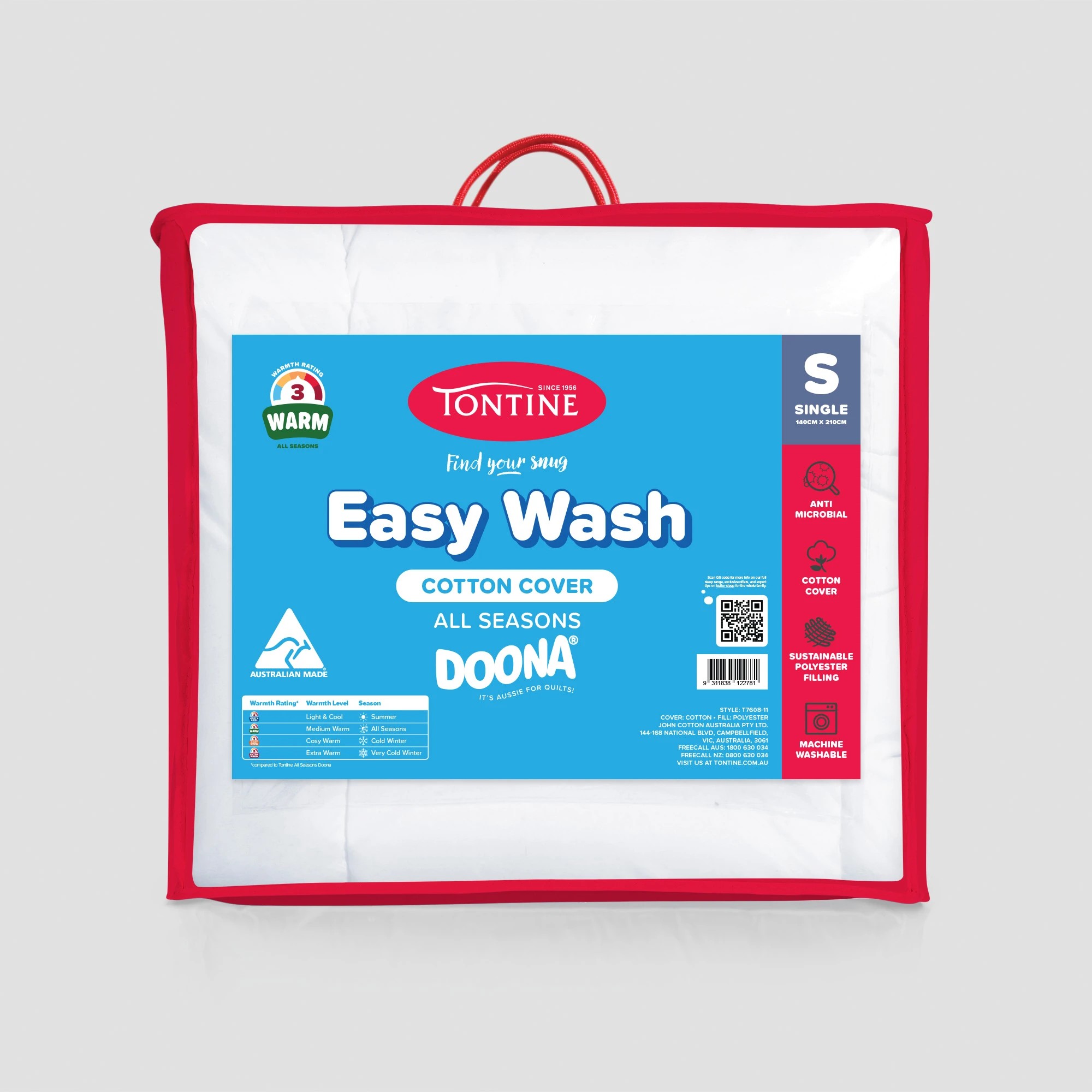 1 Tontine Find Your Snug Easy Wash Quilt - Double Bed - White, 1 of 3