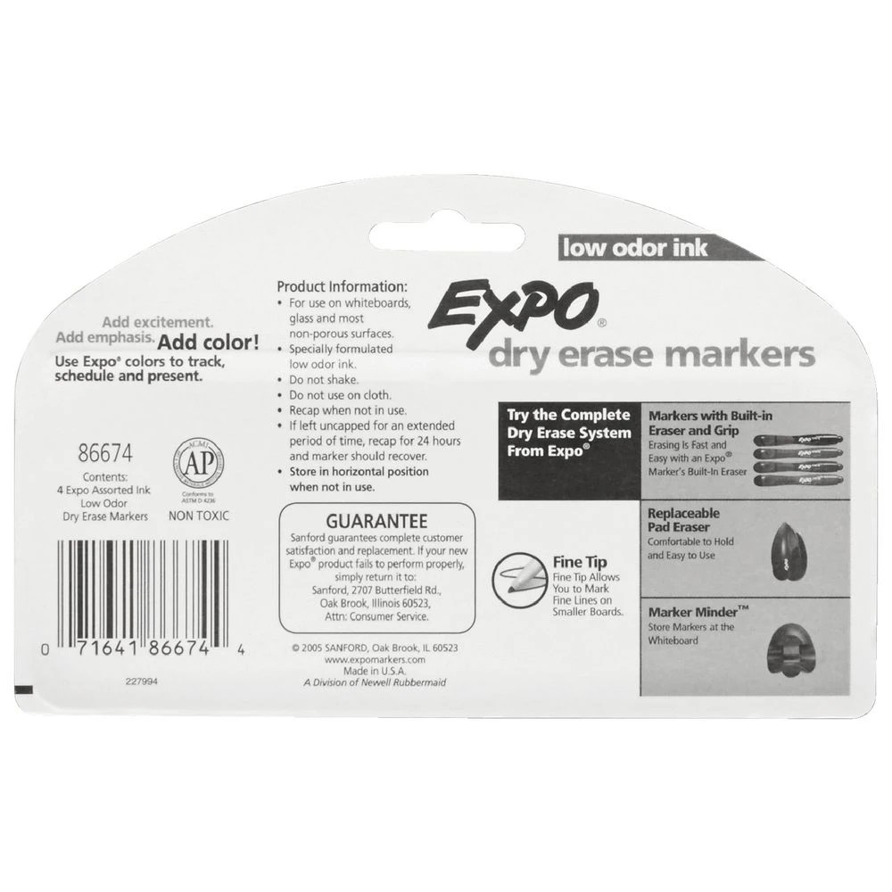4 Expo Fine Whiteboard Markers Bullet Assorted 4 Pack, 4 of 4