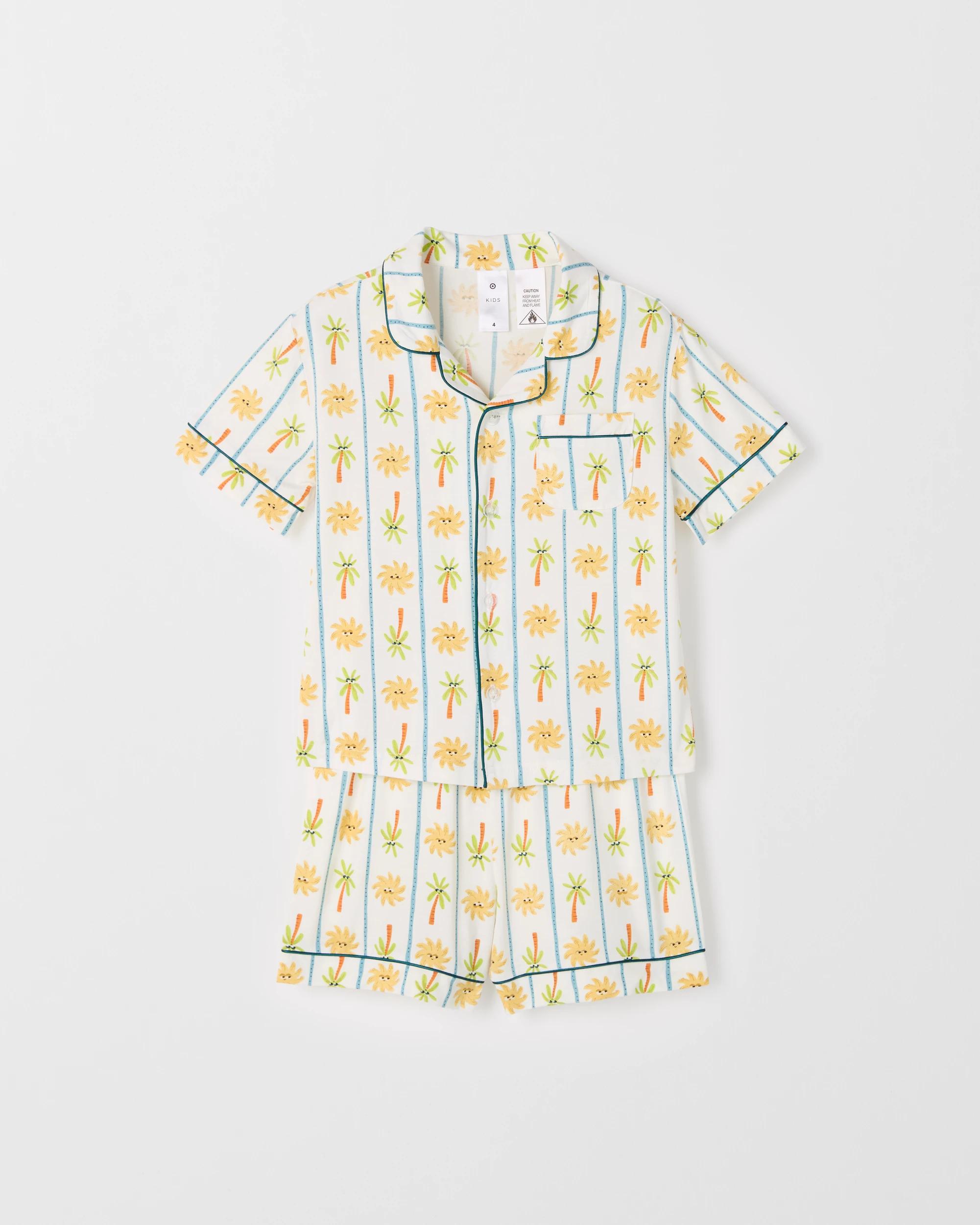 1 Target Kids Younger Boys Bamboo Rich Button Through Knit Pyjama Set PALM TREE, 1 of 3
