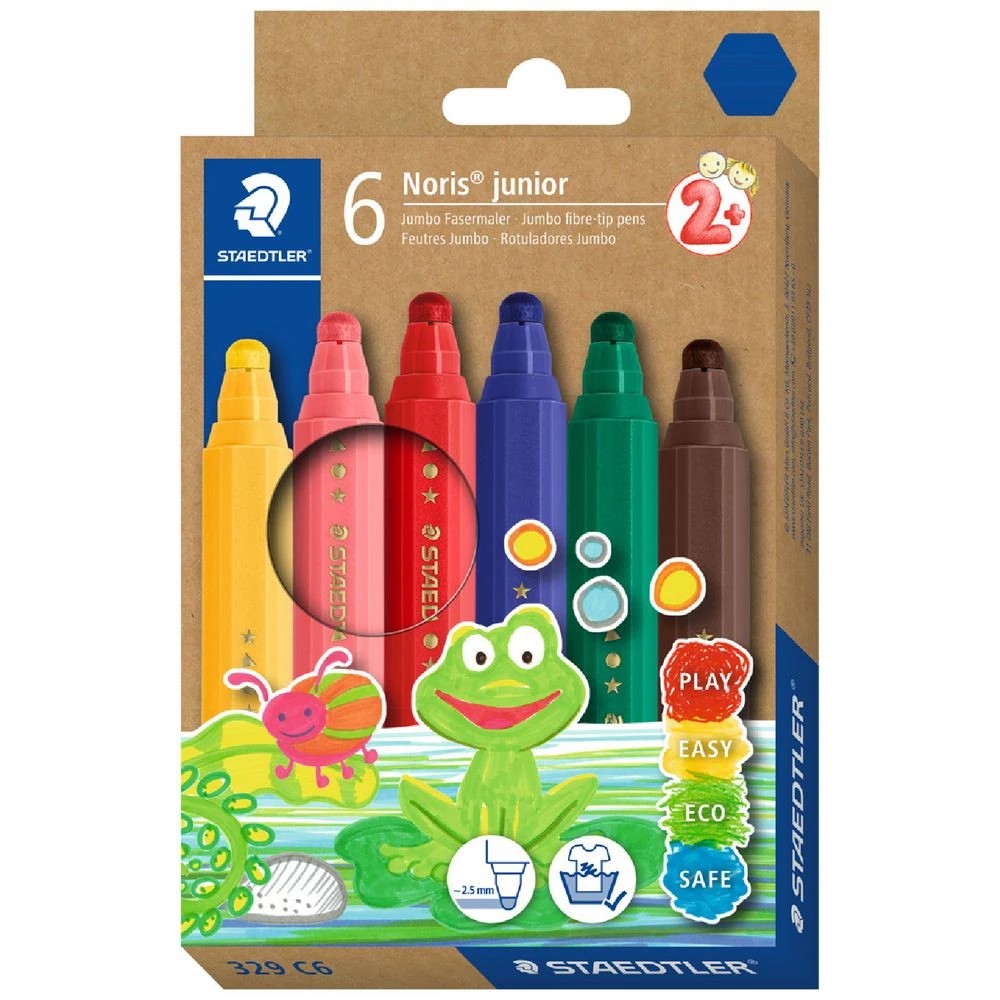 1 Staedtler Noris Junior Fibre Tip Pens Assorted 6 Pack, 1 of 9