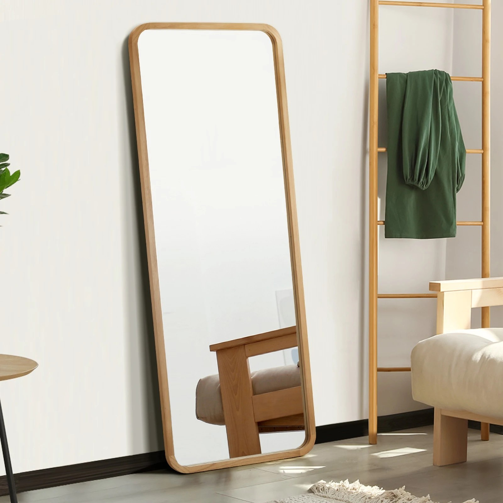 3 Oikiture Wooden Full Length Mirror 180x70cm Rectangle Dressing Floor Mirrors
 - Natural, 3 of 9