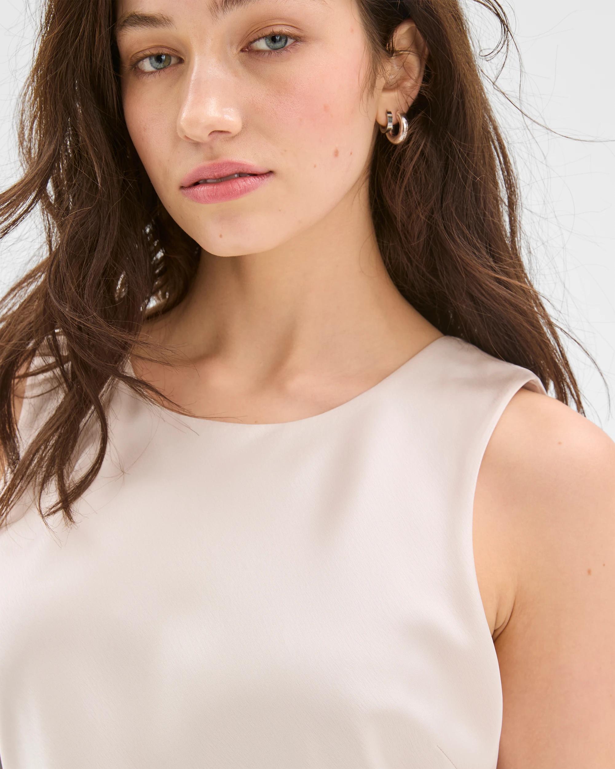 3 Lily Loves Asymmetrical Satin Tank Top PUMICE, 3 of 6