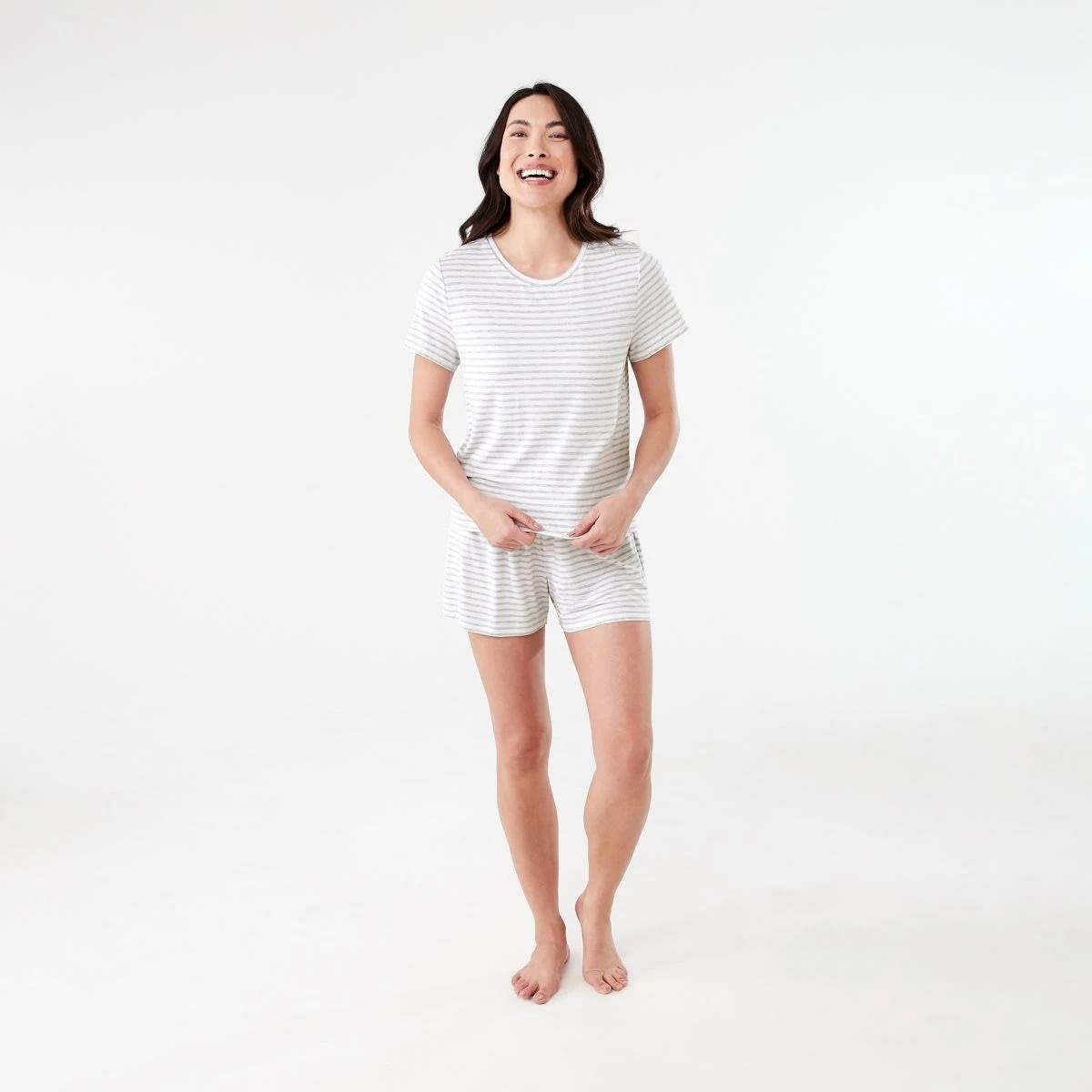 6 Viscose Stripe Shorts MARLE STRIPE SILVER MARLE, 6 of 6