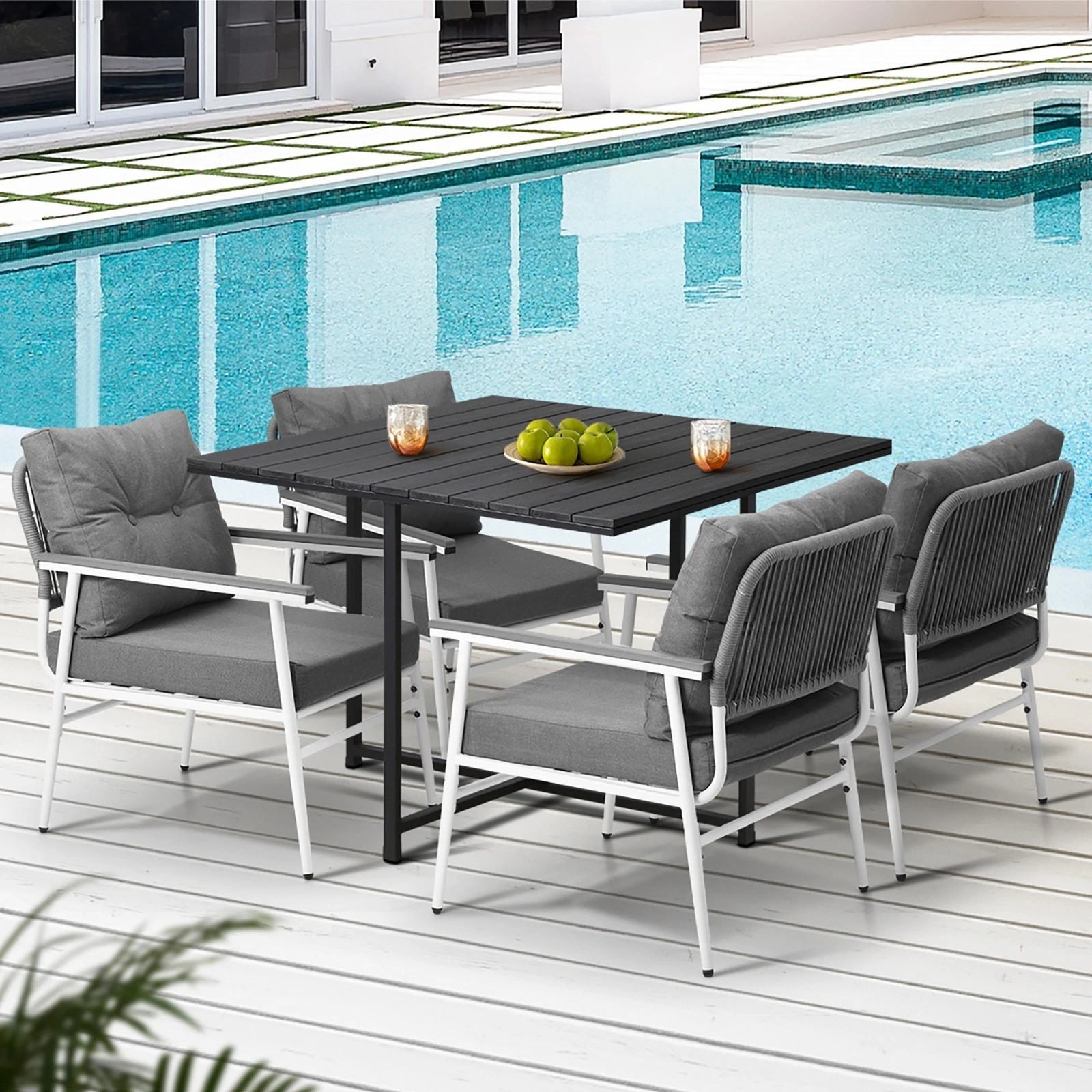 4 Livsip Outdoor Dining Set Patio Furniture Setting Table and Chairs 5PCS - Multi, 4 of 9