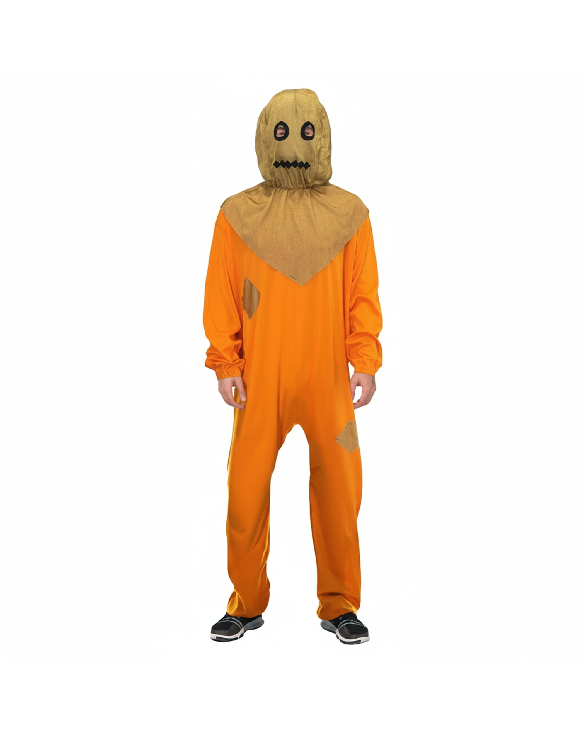 1 JD Party Adult Pumpkin Scarecrow Halloween Costume Jumpsuit Hood L/XL - Orange, 1 of 1