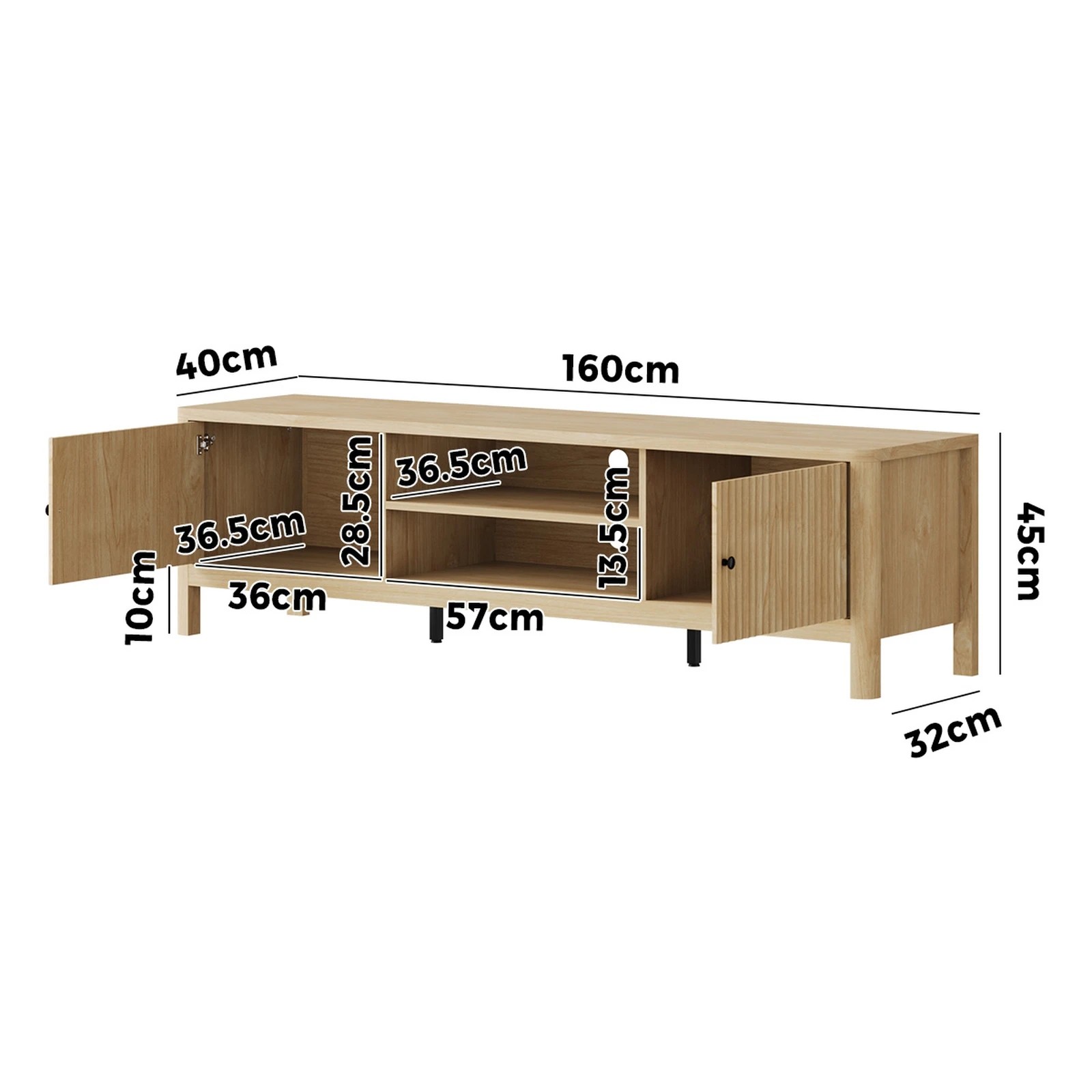 8 Oikiture Tv Cabinet Entertainment Unit Stand 160cm
 - Natural, 8 of 9