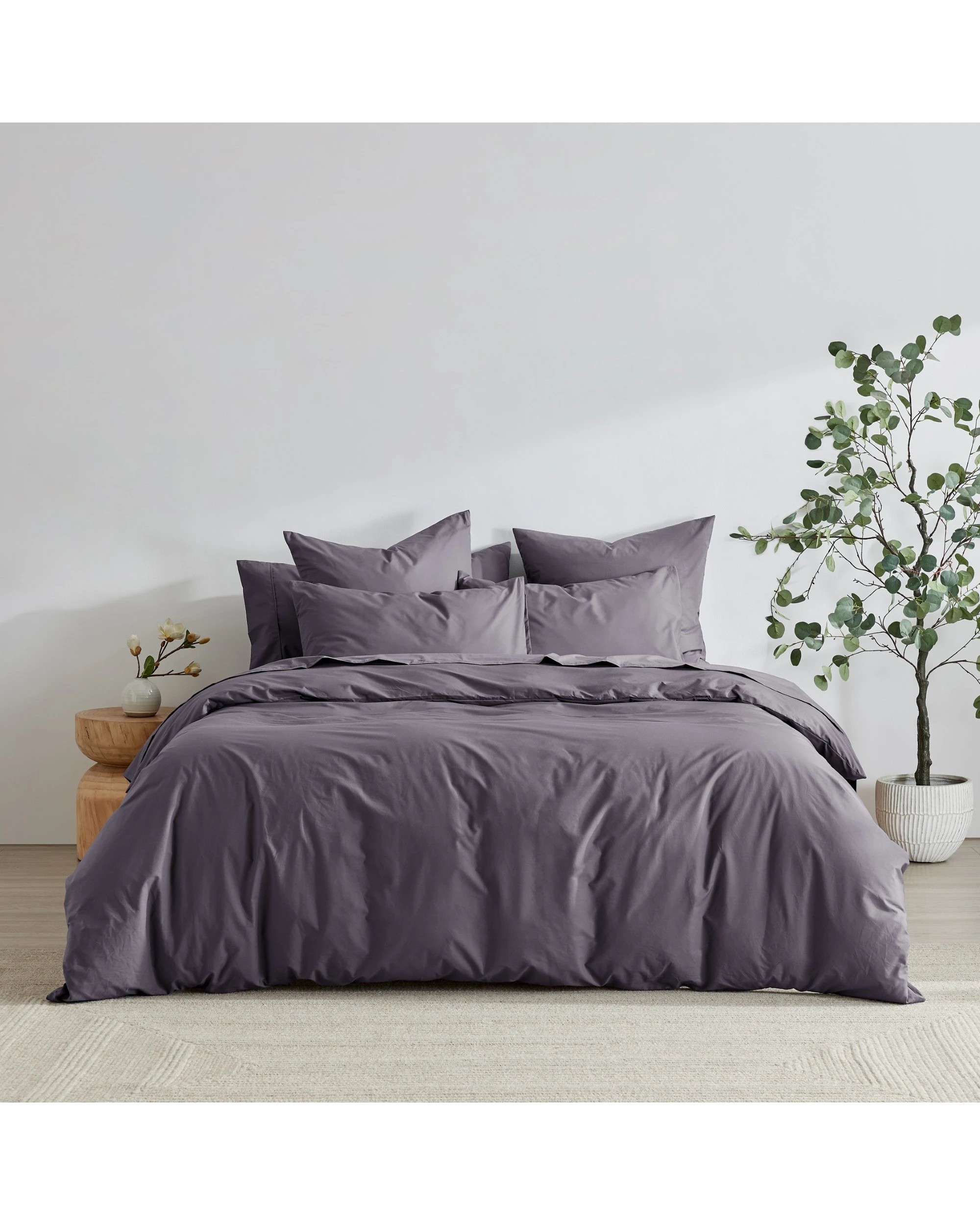 6 Dreamaker 300TC Cotton Percale Quilt Cover Set - Queen Bed - Charcoal, 6 of 6