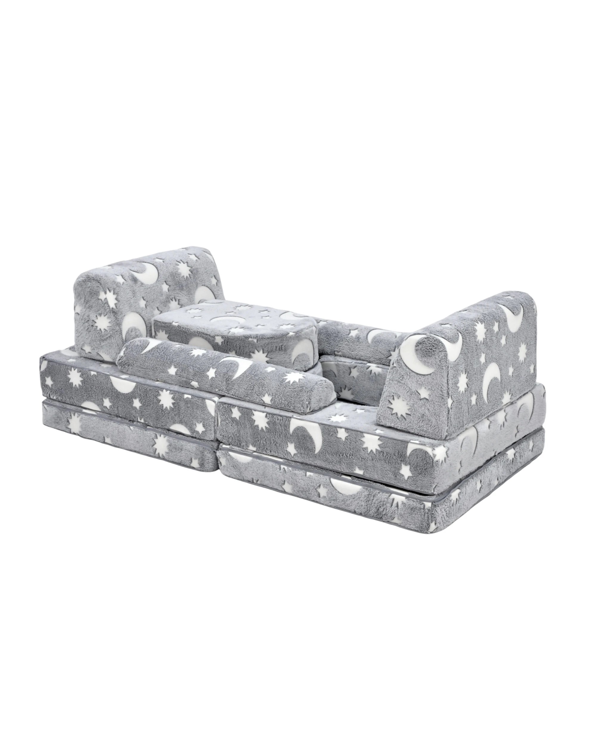 6 ADVWIN 10pcs Kids Modular Sofa Convertible Play Couch Children Sectional Sofa Floor Cushion - Grey, 6 of 10