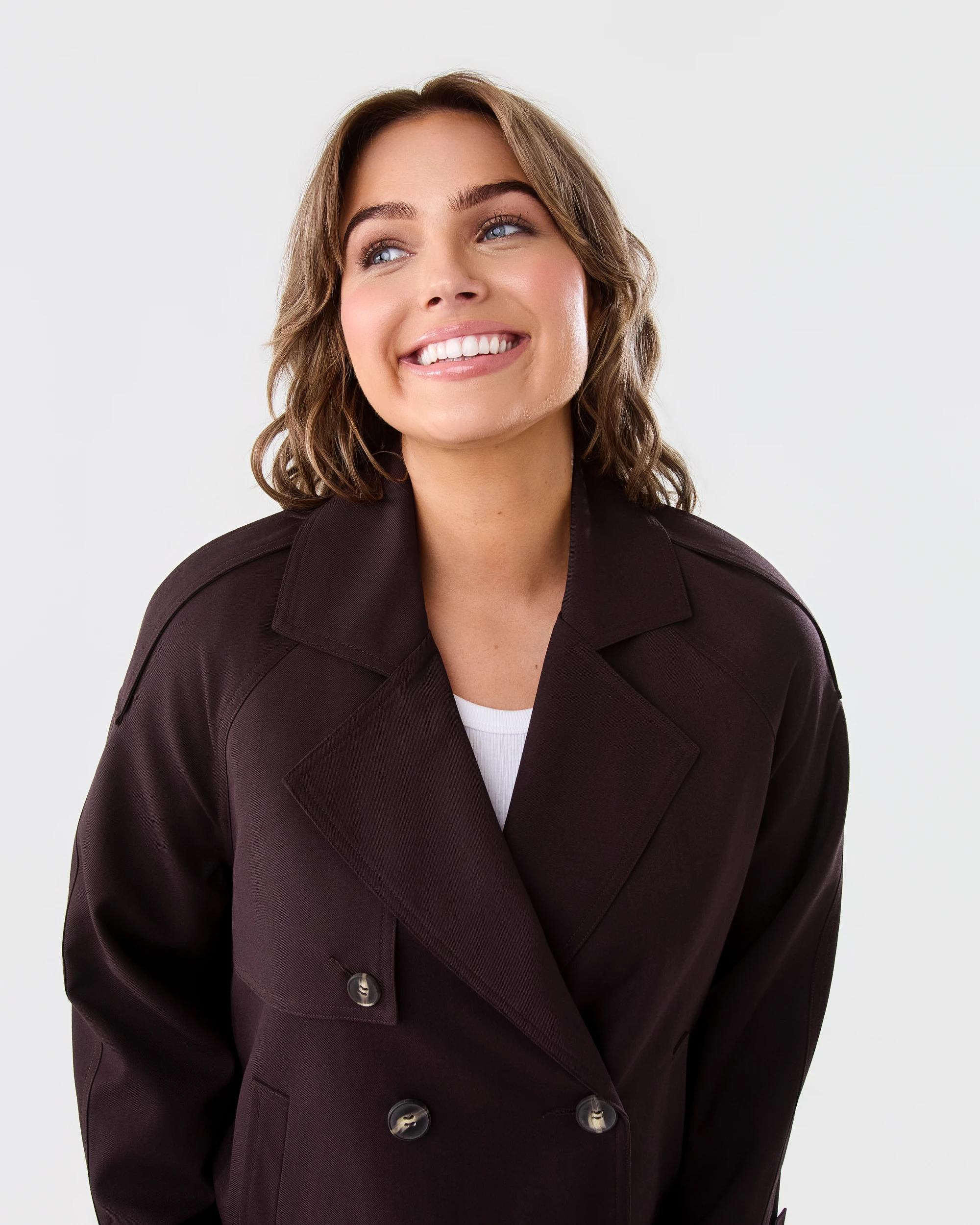 5 Crop Trench Coat Choc Plum, 5 of 10