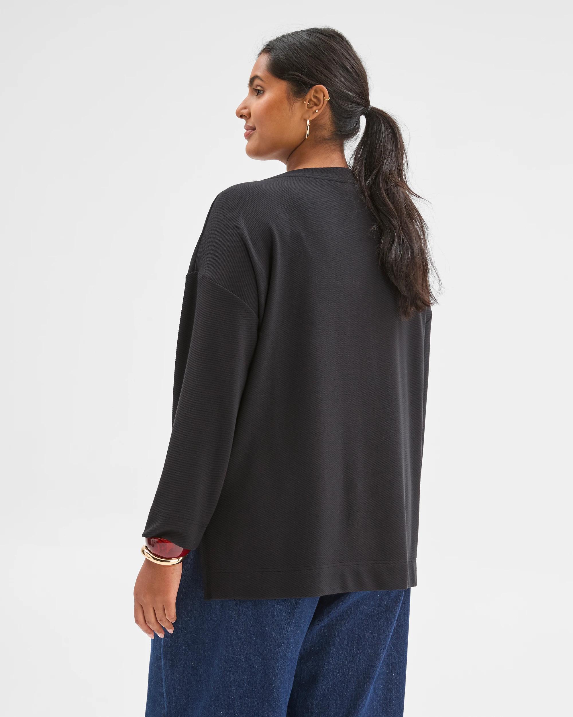 6 Target Curve Plus Size Long Sleeve Ottoman Top BLACK, 6 of 6