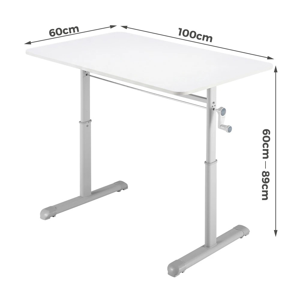 2 PlayPals Kids Desk Hand Crank Adjustable Standing Table 100x60cm - White, 2 of 3