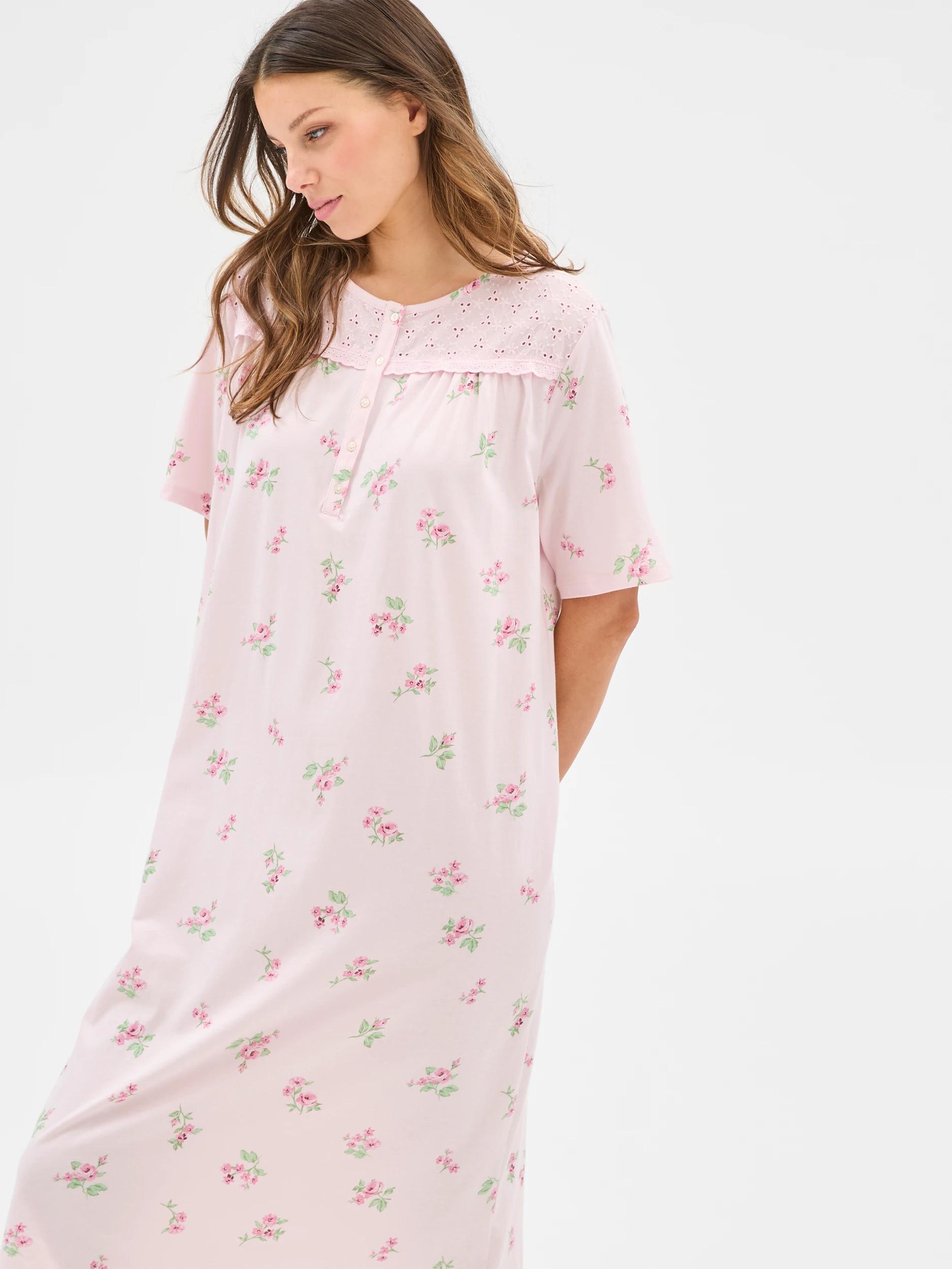 1 Target Australian Cotton Womens Short Sleeve Traditional Sleep Nightie PINK DITSY FLORAL, 1 of 5