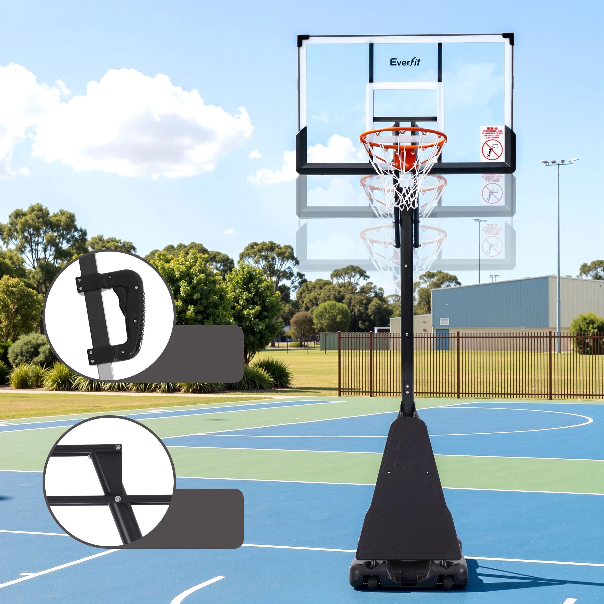6 Everfit 3.05M Basketball Hoop Stand System Portable Height Adjustable Net Ring - Black, 6 of 8