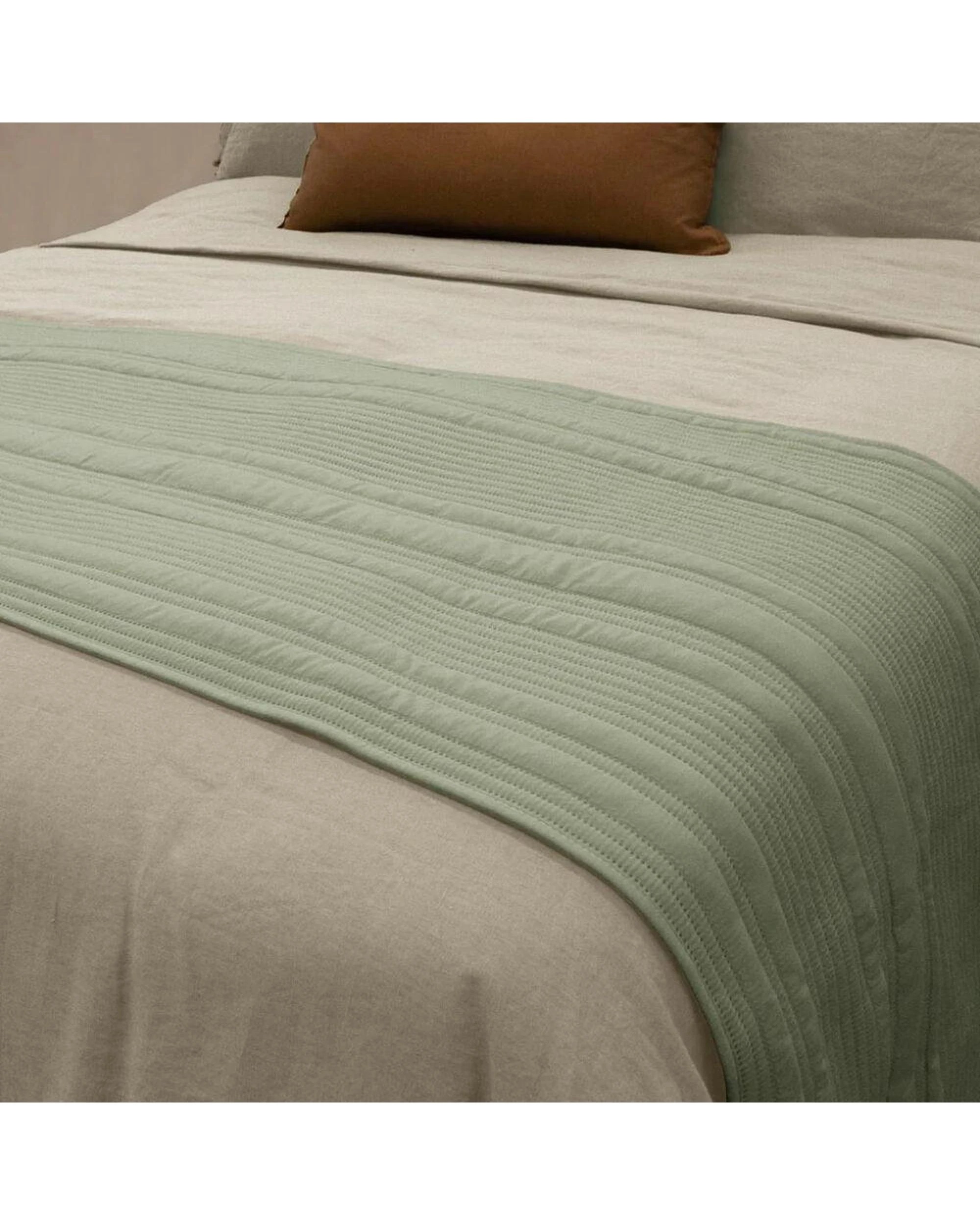 3 Bambury Flinders Embossed Bed Runner Sage - Green, 3 of 4
