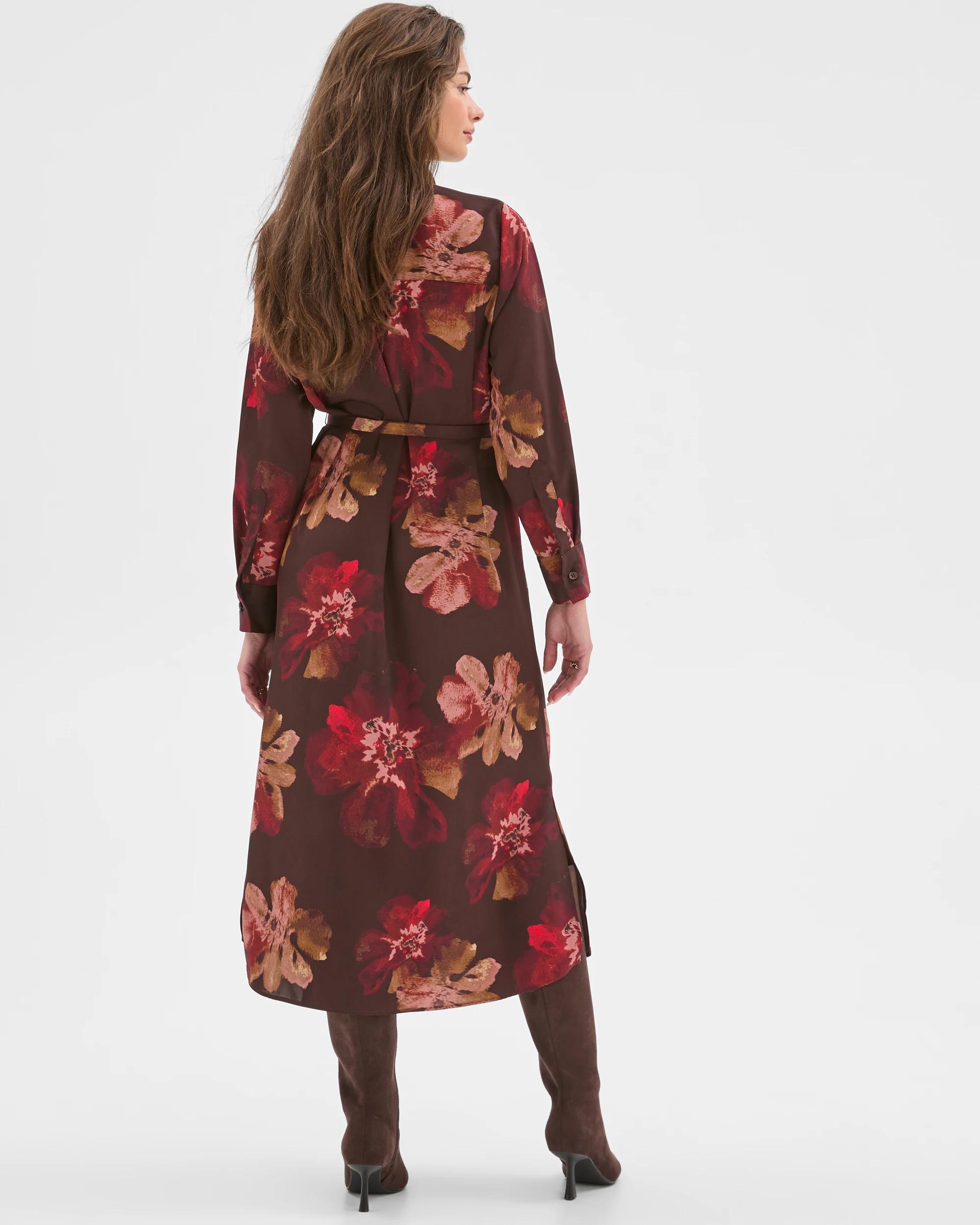 8 Target Petites Petites Long Sleeve Wrap Detail Shirt Dress CHOCOLATE FLORAL, 8 of 8