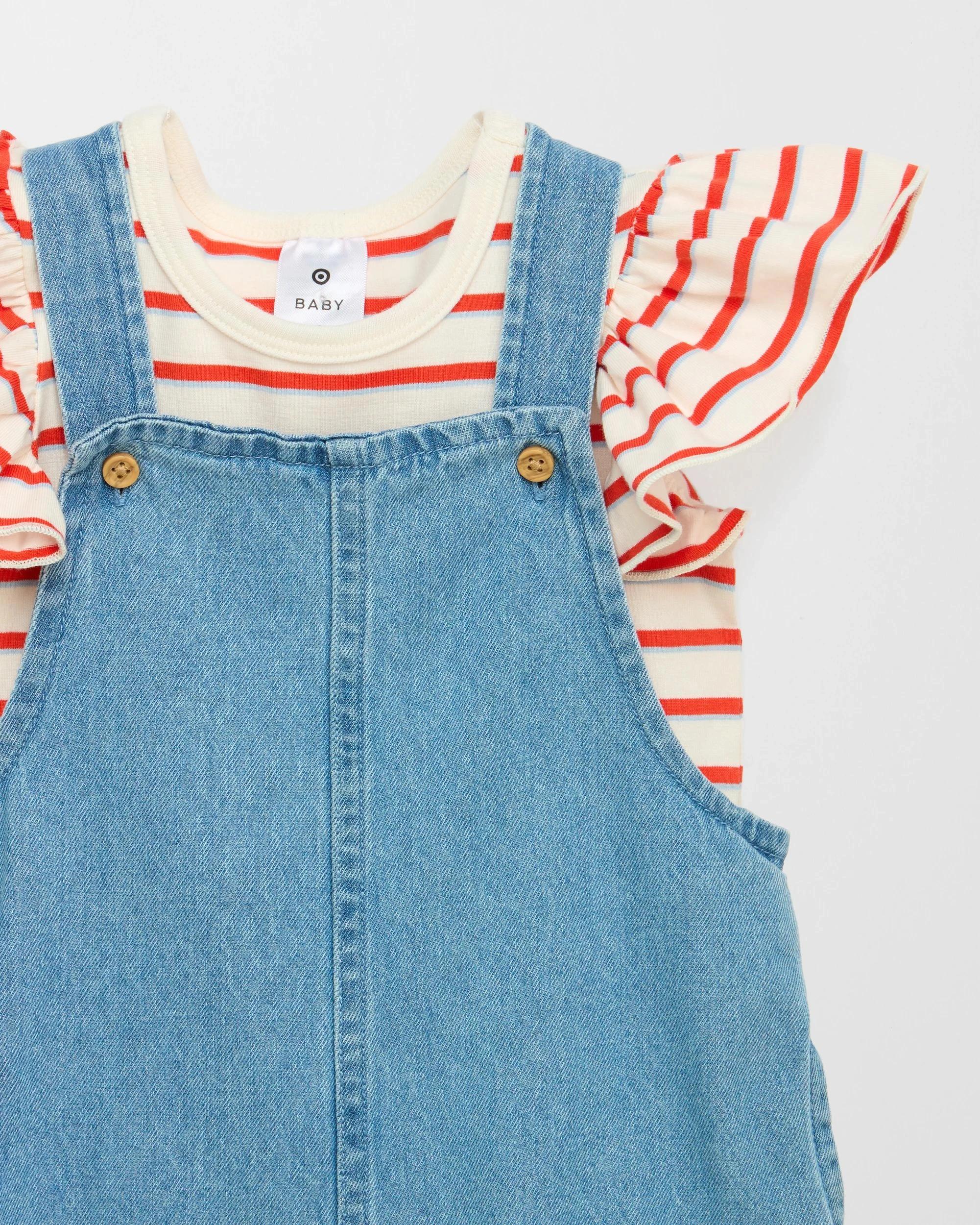 2 Target Baby Baby Denim Shortalls with Bodysuit 2 Piece Set DENIM, 2 of 2