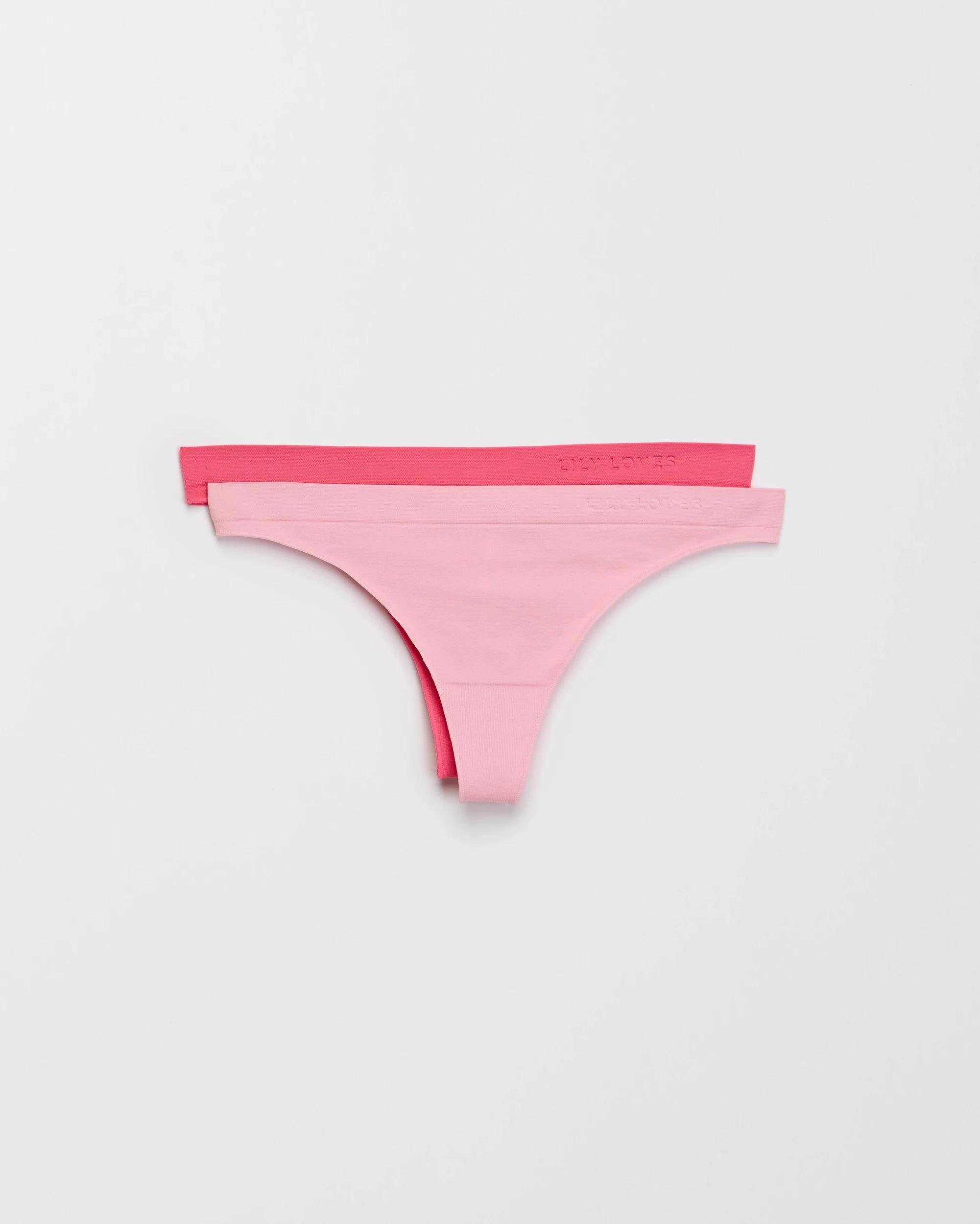 1 Lily Loves 2 Pack Seamfree Embossed G-String Briefs DOVE/CAMEO, 1 of 3