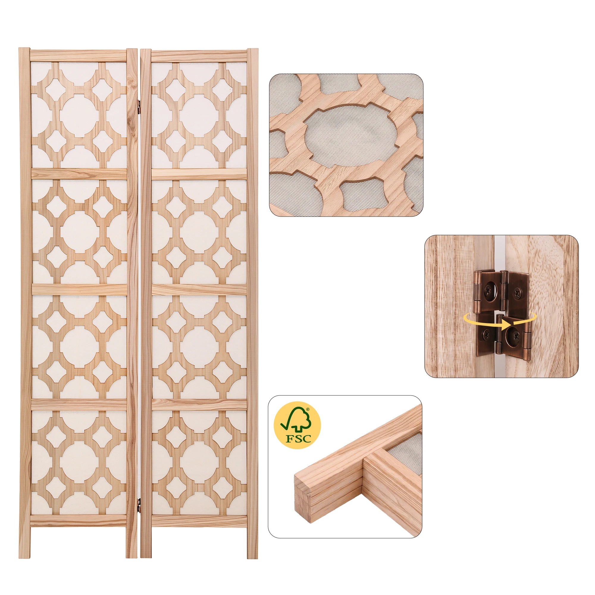 5 Artiss 4 Panel Room Divider Folding Privacy Screen Partition Freestanding Separator 170cm - Natural, 5 of 8