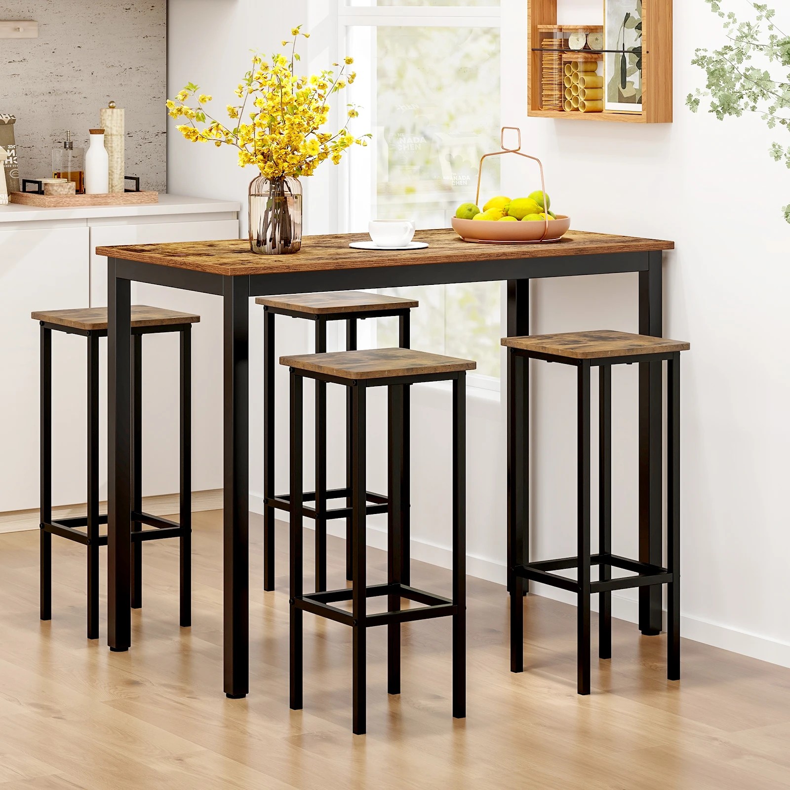 3 Costway 4x Bar Stools Counter Height Chair Metal Kitchen Dining Furniture, 3 of 5