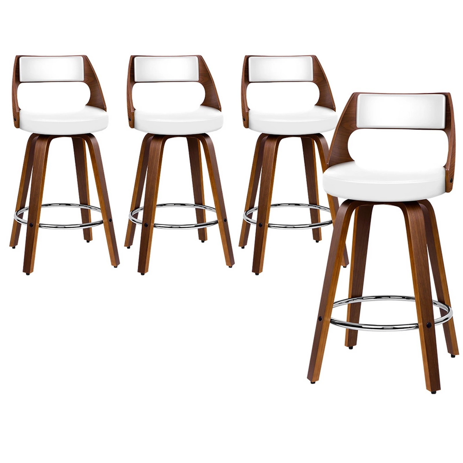 1 Alfordson 4x Swivel Bar Stools Eden Kitchen Wooden Dining Chair - White, 1 of 10
