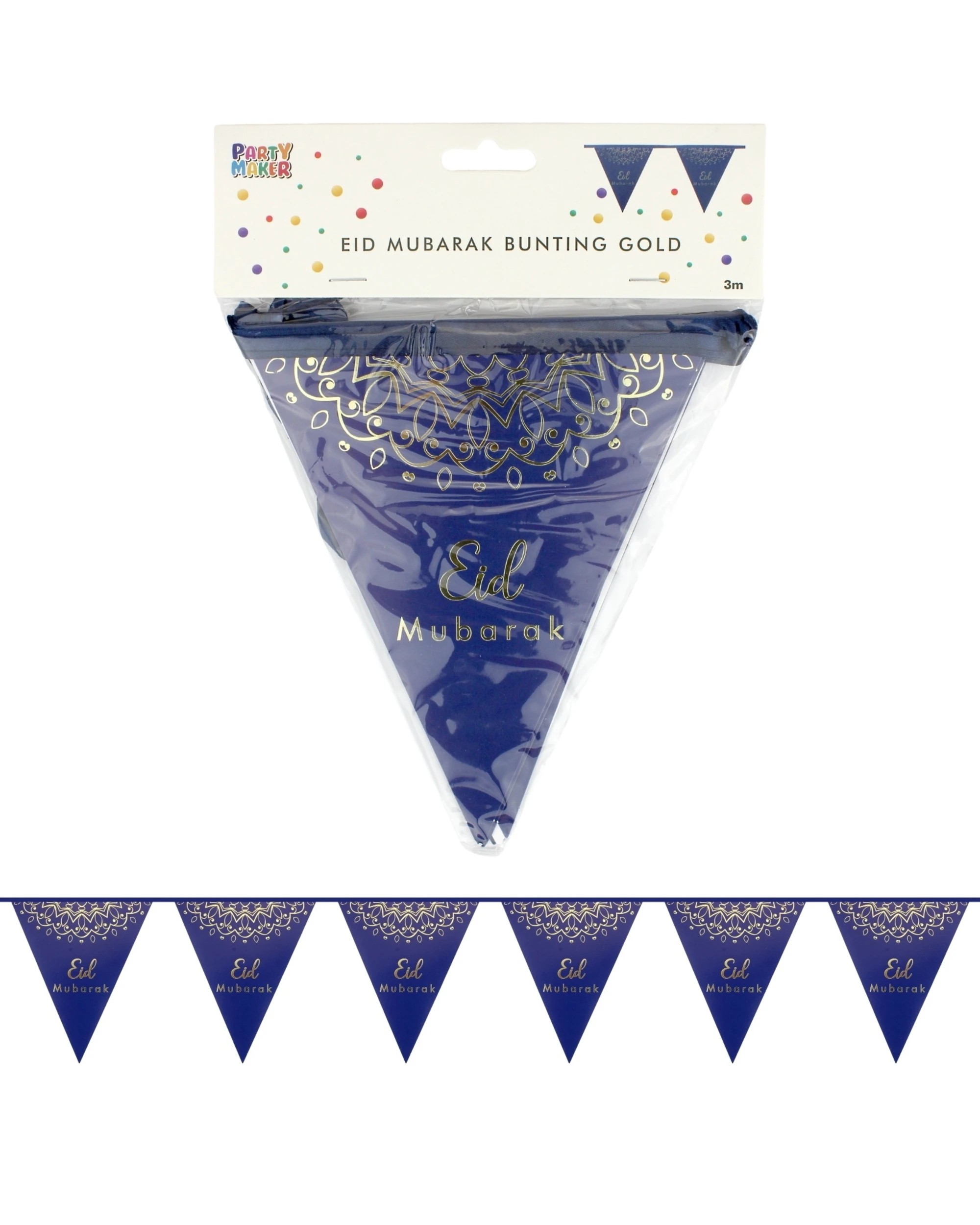 1 Party Maker Eid Mubarak Flag Banner - Blue, 1 of 1