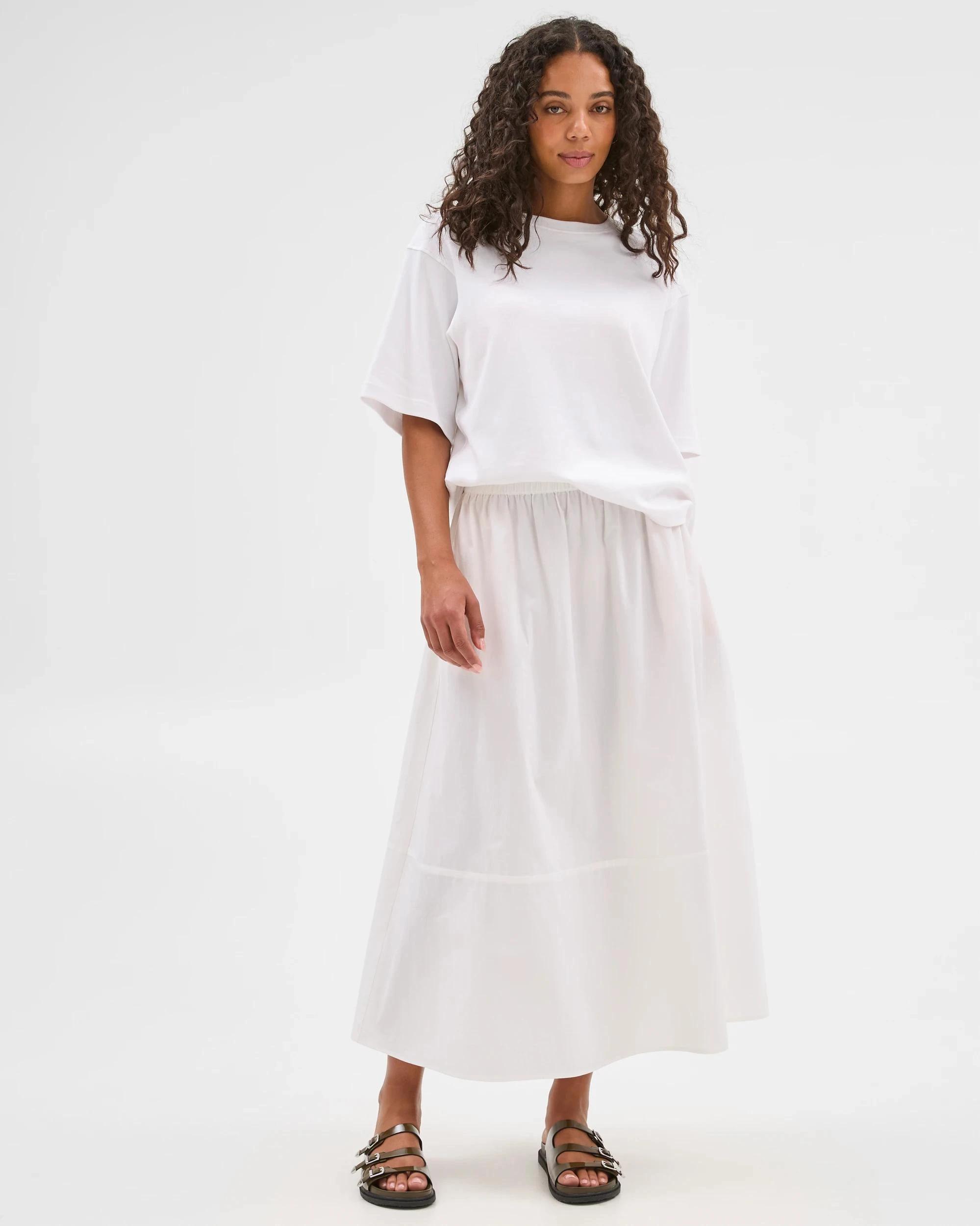 1 Target Australian Cotton Poplin Cocoon Skirt WHITE, 1 of 6