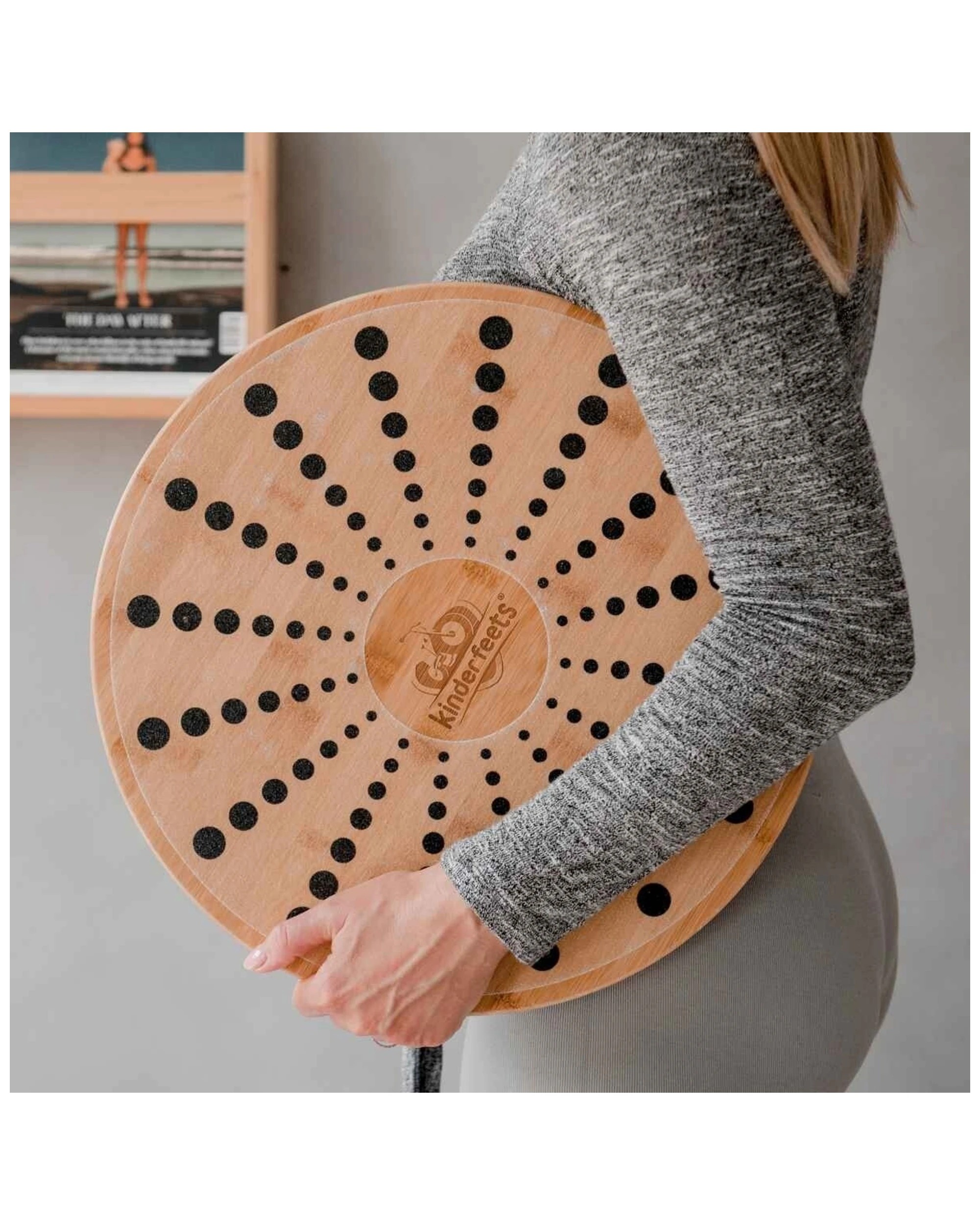 4 Kinderfeets Bamboo 40cm Balance Disk Fitness Yoga Core Trainer 3 Years Plus - Brown, 4 of 8