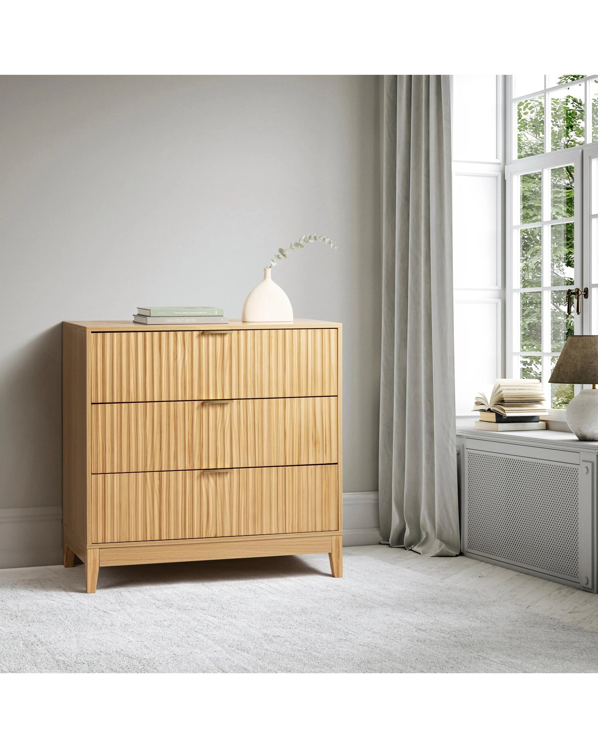 4 Kodu Chest 3 Drawer Storage Lowboy Dresser Oak - Natural, 4 of 10