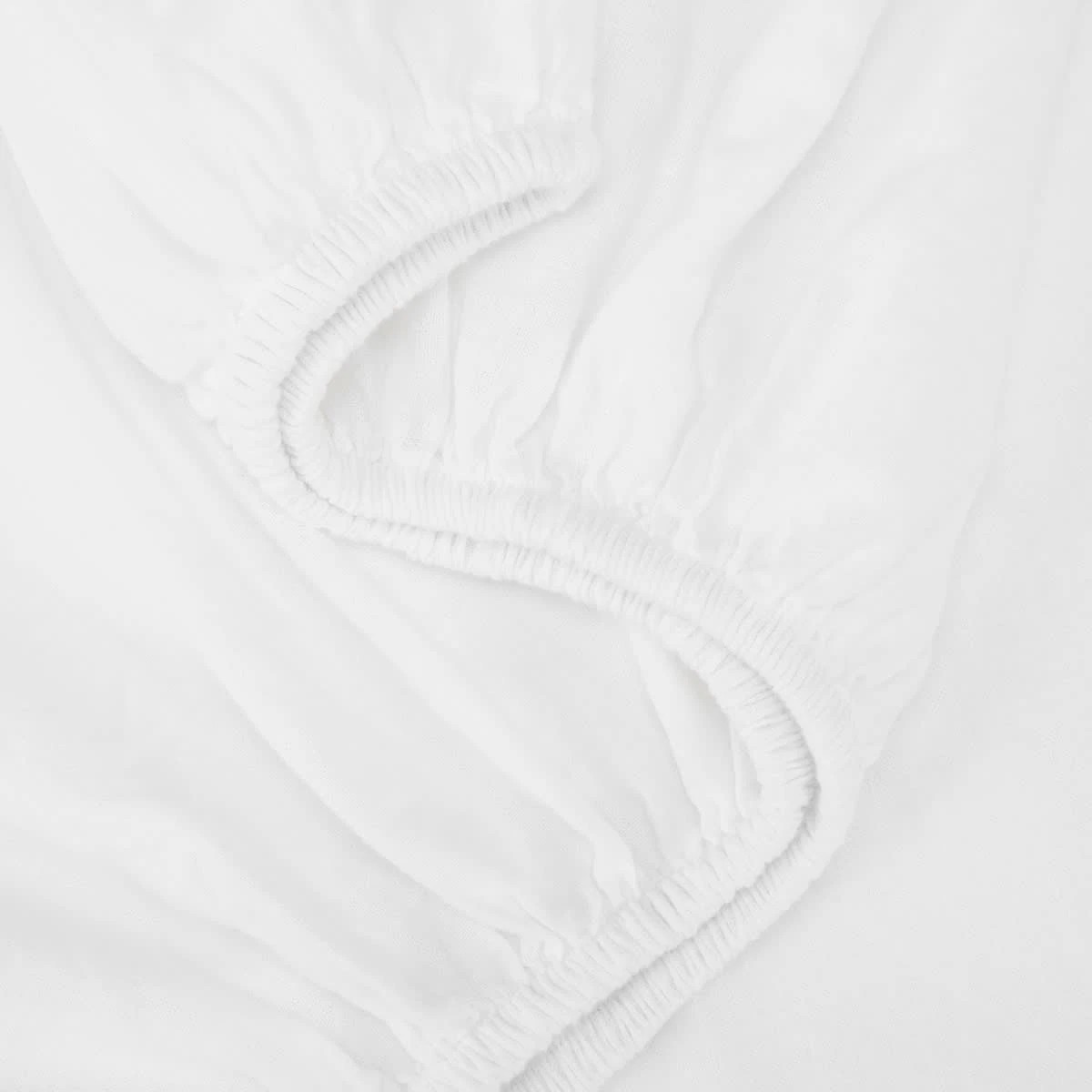 3 Cotton Linen Sheet Set - King Bed, White, 3 of 6