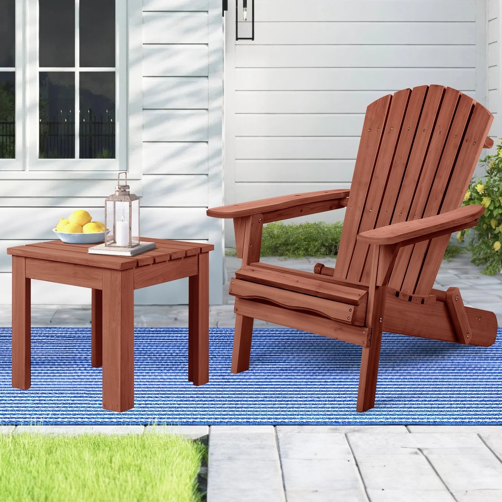 9 Alfordson Adirondack Chair Table 2PCS Set Wooden Outdoor Furniture Beach - Brown, 9 of 9