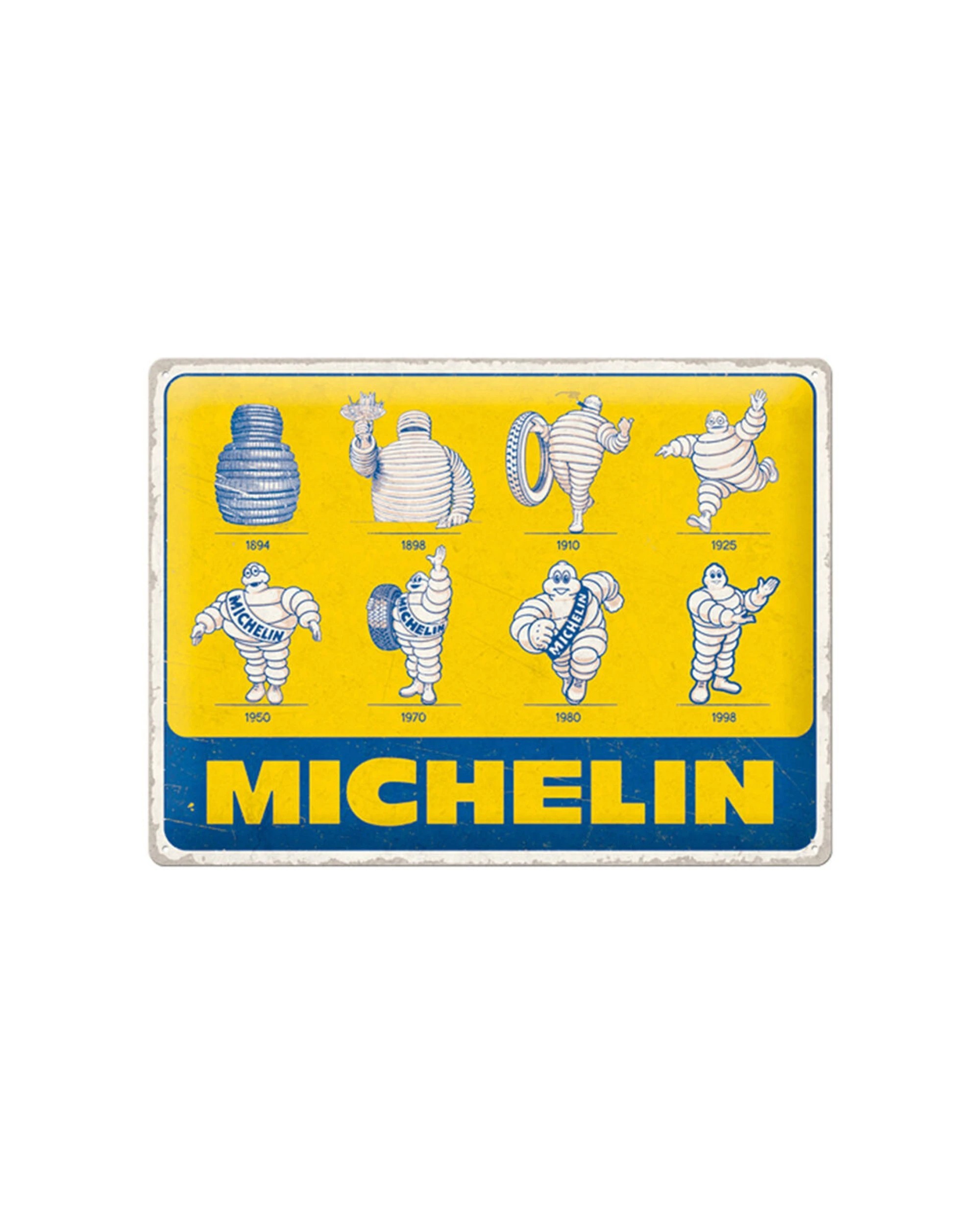 1 Nostalgic-Art Large 30x40cm Metal Wall Art Sign Plaque - Michelin Logo Evolution - Multi, 1 of 1