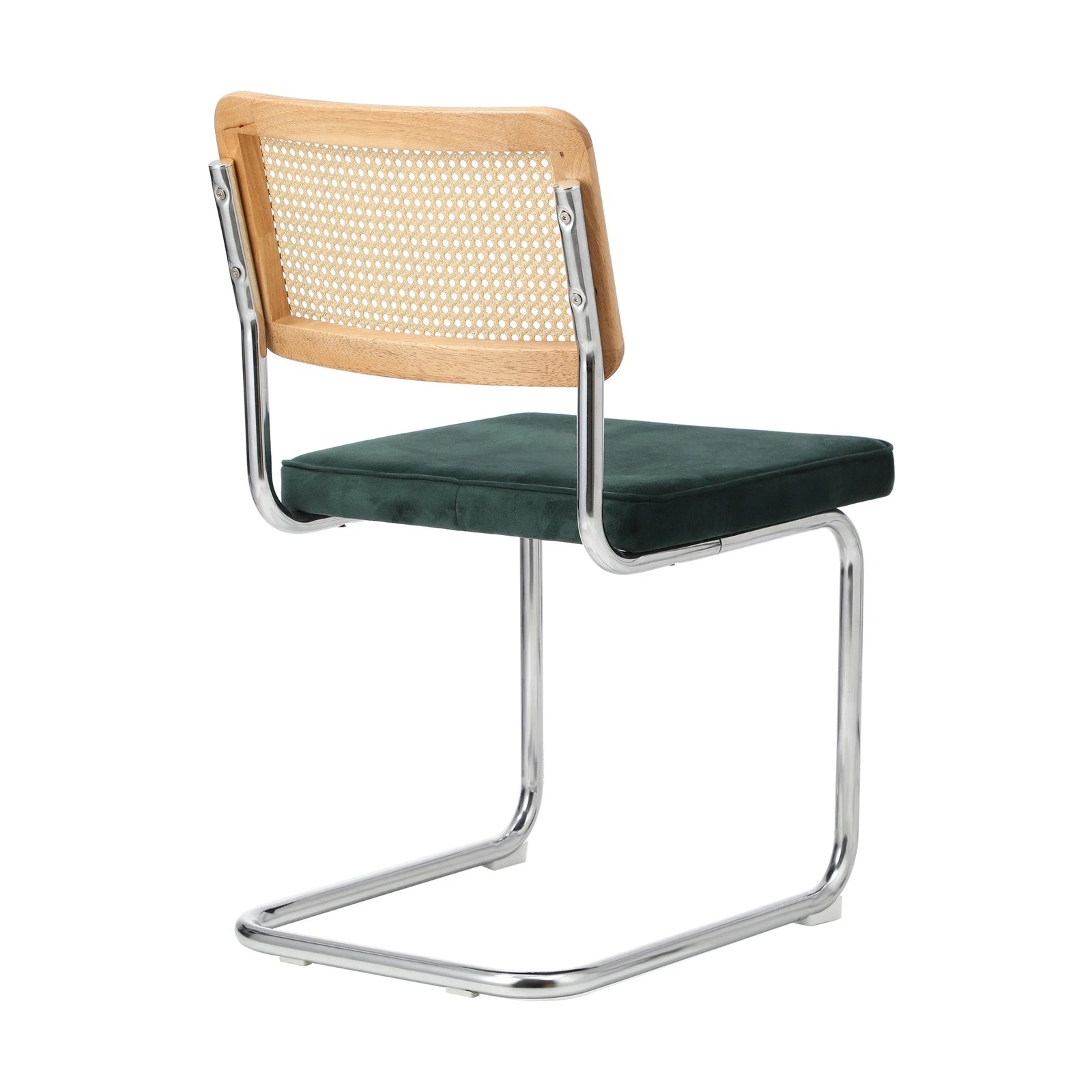 10 Oikiture 2x Rattan Dining Chair Cesca Replica Cantilever Velvet Padded
 - Green, 10 of 10