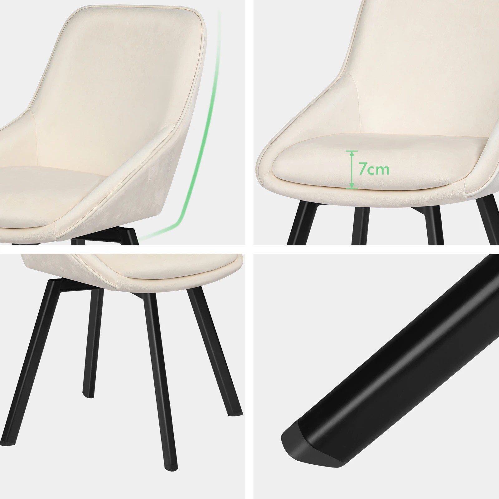 5 Alfordson 4x Dining Chairs Accent Kitchen Swivel Lounge Padded Seat Velvet - Beige, 5 of 8