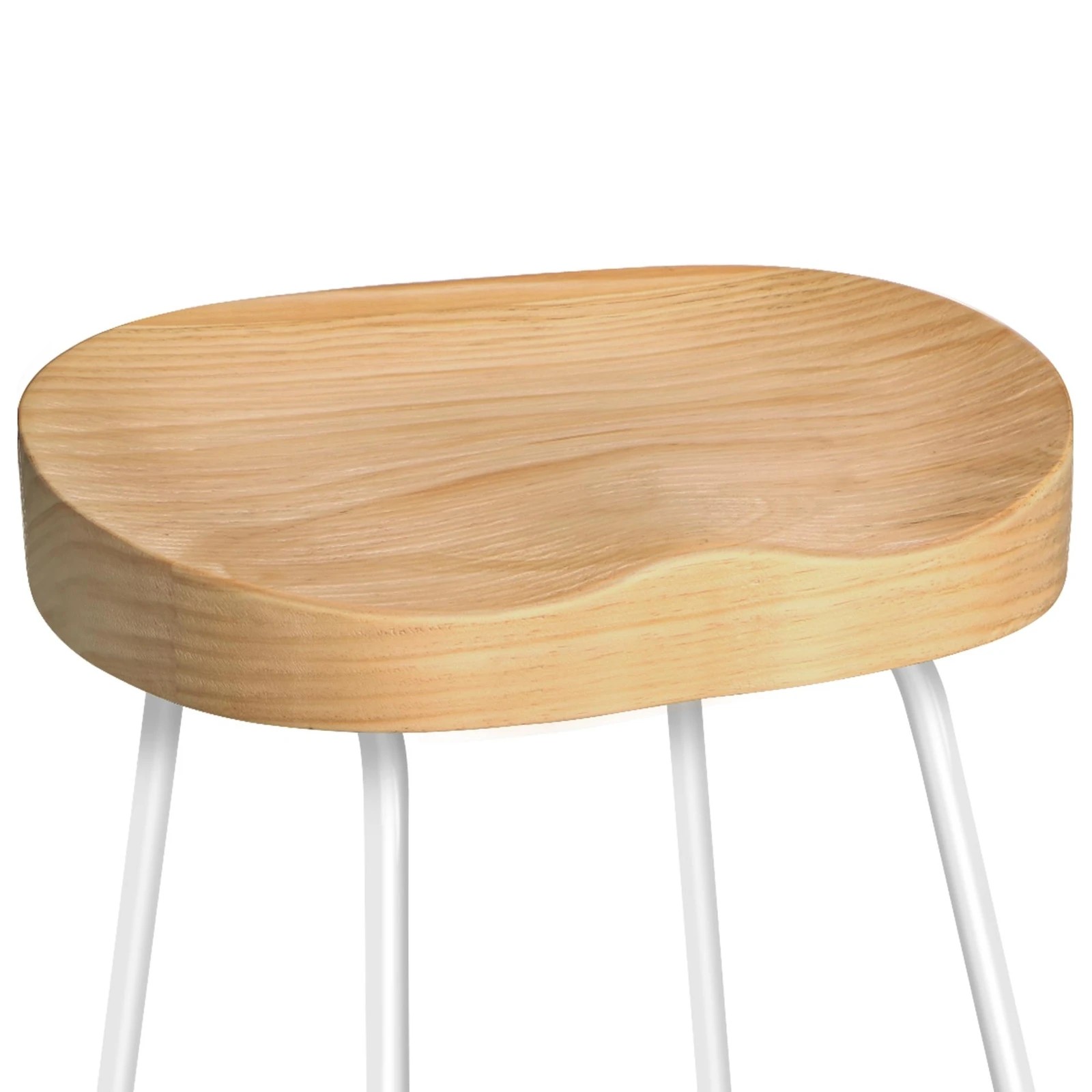 5 Alfordson 2x Bar Stools 65cm Tractor Kitchen Wooden Vintage Chair - Natural, 5 of 10