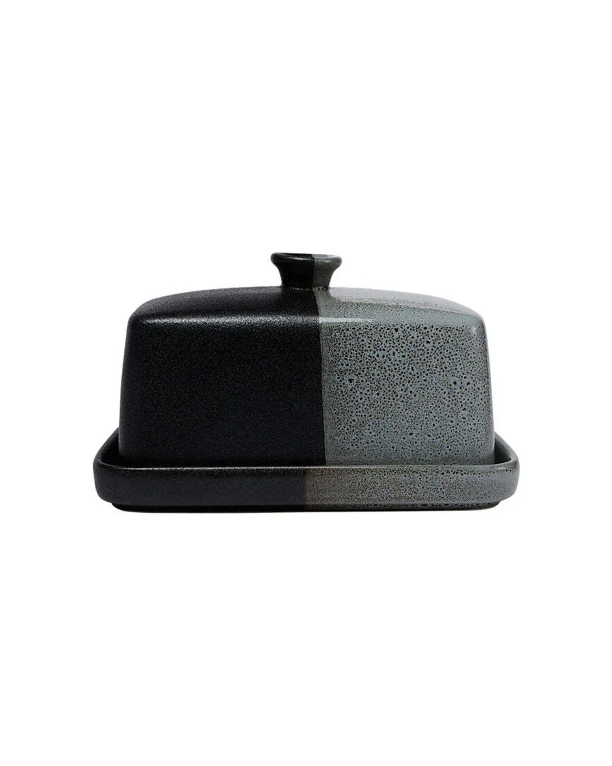 1 Maxwell & Williams Caviar Umi Butter Dish Porcelain Durable Sleek Finish - Black, 1 of 4