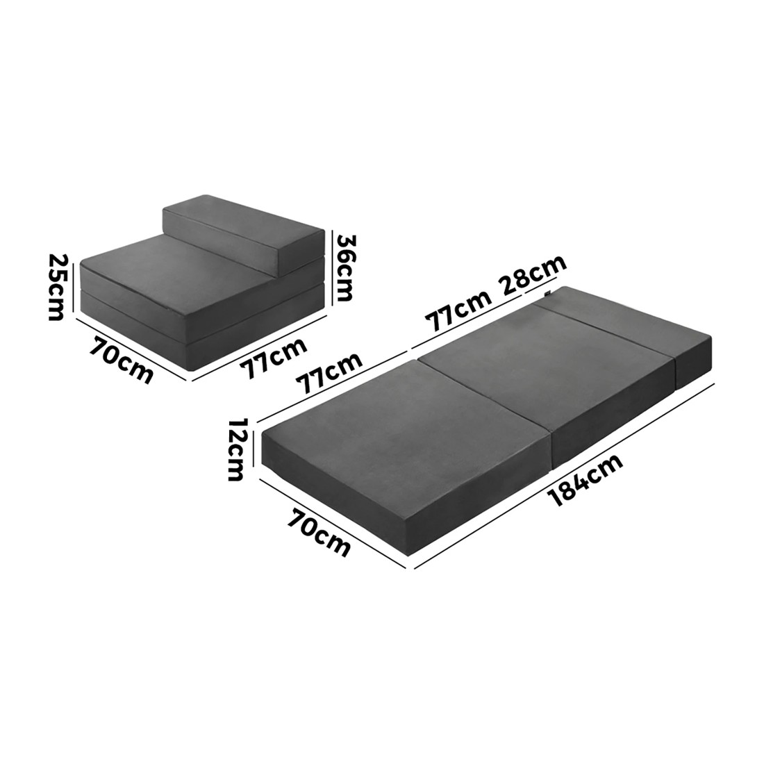 3 Bedra Foldable Foam Mattress Sofa Bed Portable Camping Folding Floor Bed Single
 - Grey, 3 of 10