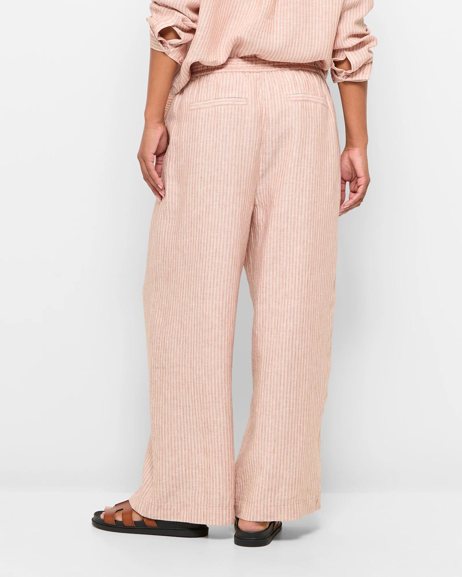 4 Target European Linen Wide Leg Pants PECAN STRIPE, 4 of 7