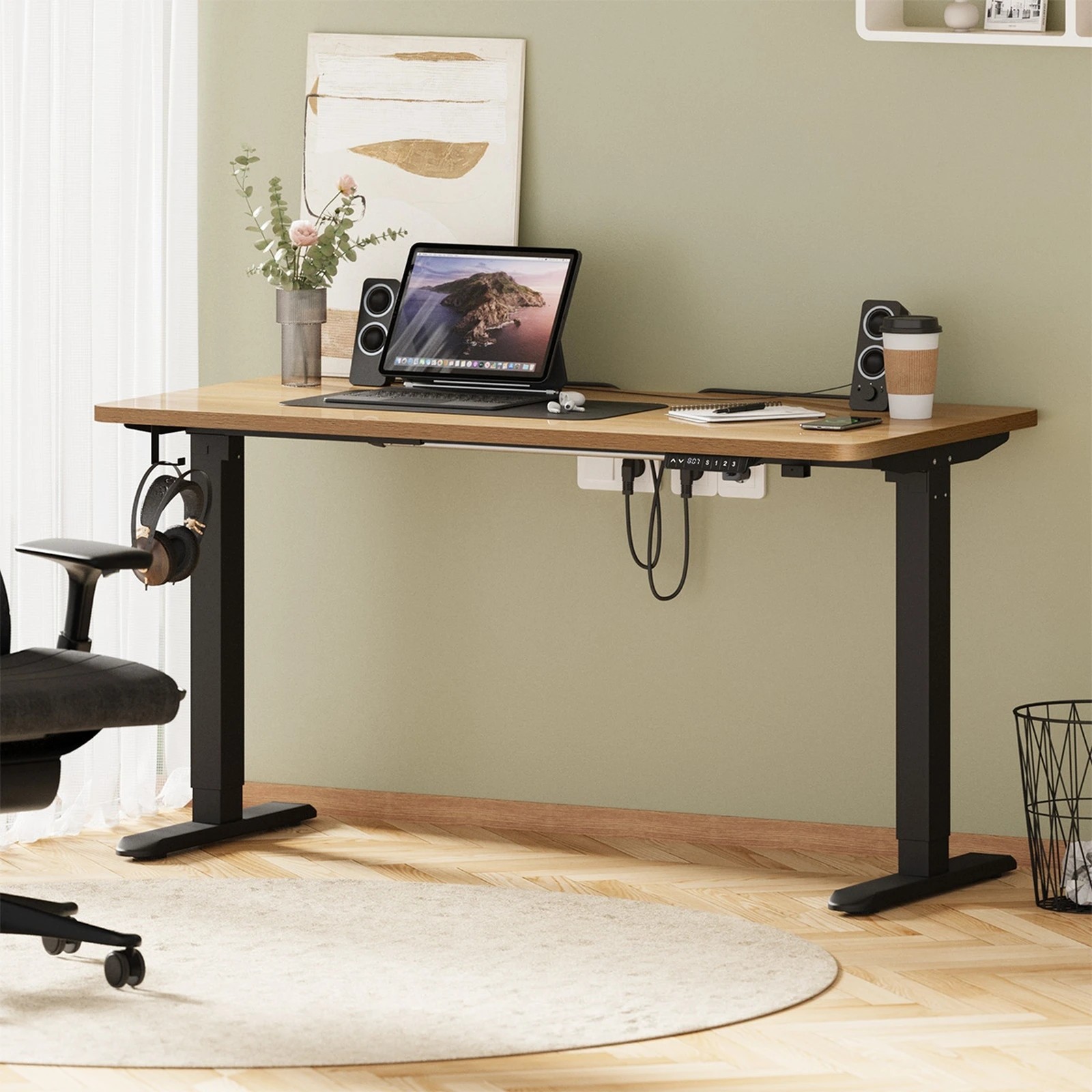2 Oikiture Electric Standing Desk With Wireless Charging Single Motor 140cm
 - Multi, 2 of 4