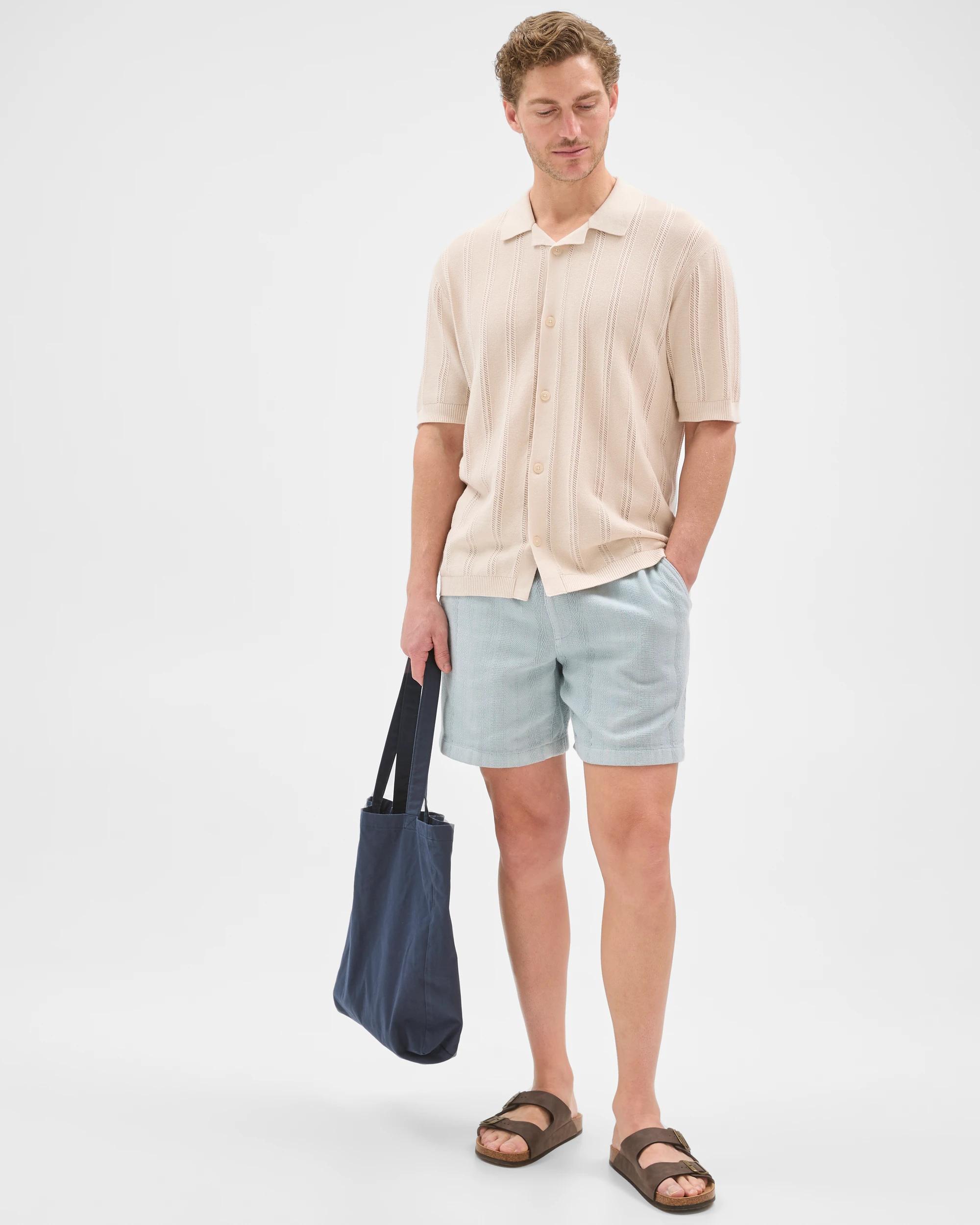 1 Target Man Australian Cotton Textured Stripe Shorts BLUE, 1 of 7