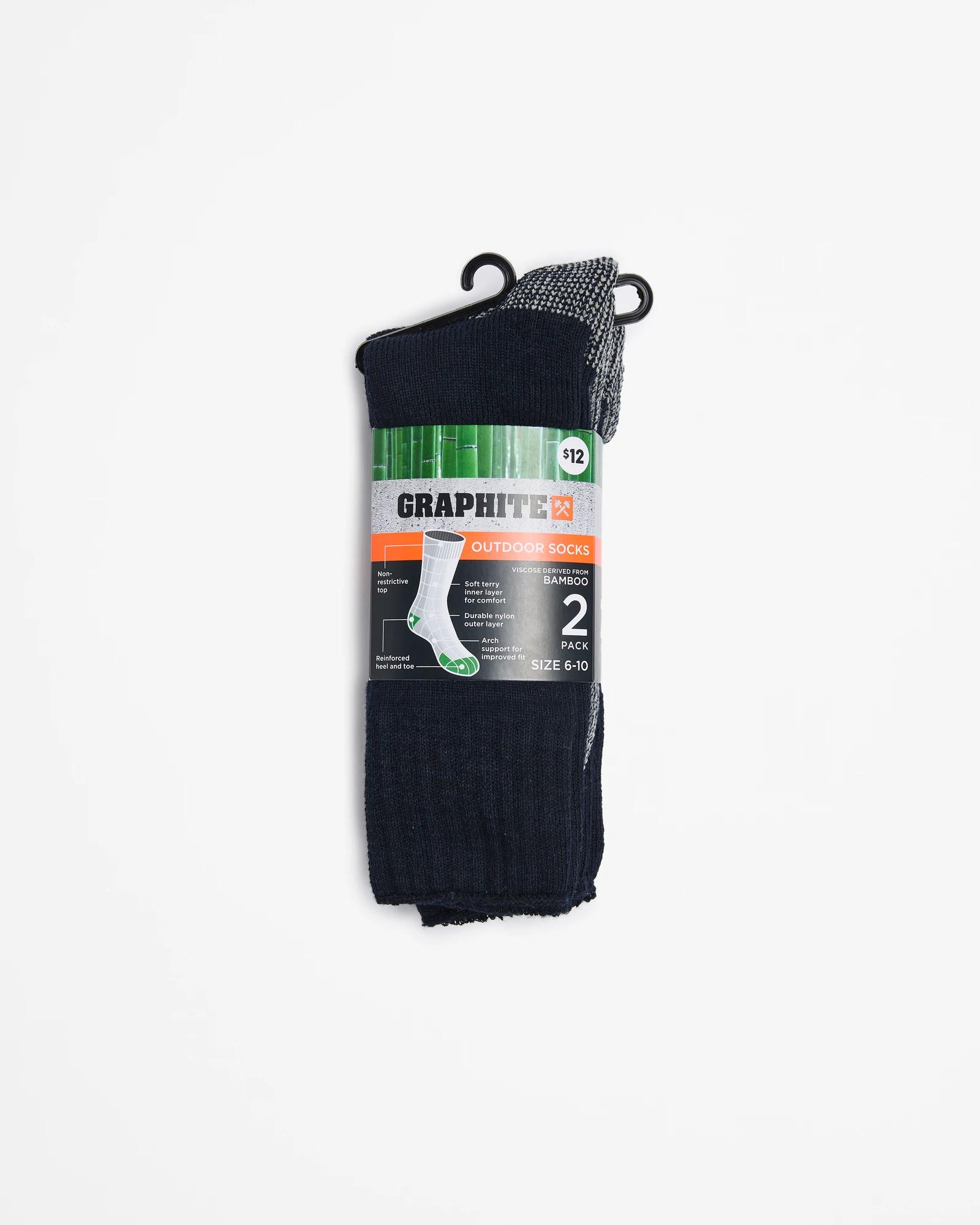 3 2 Pack Bamboo Outdoor Socks - Graphite BLACK/GREYS, 3 of 3