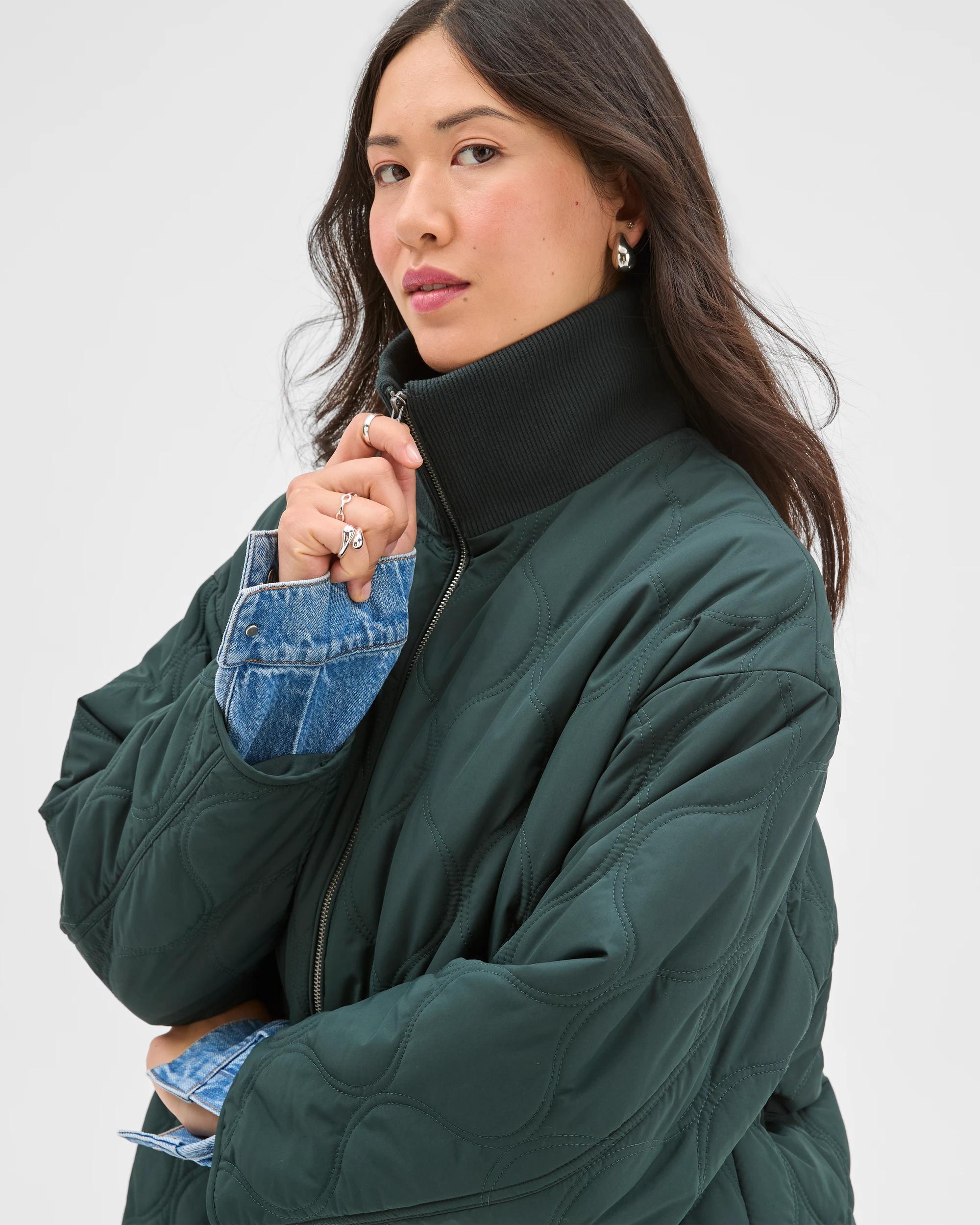 5 Target Woman Quilted Funnel Neck Jacket MIDNIGHT JADE, 5 of 7