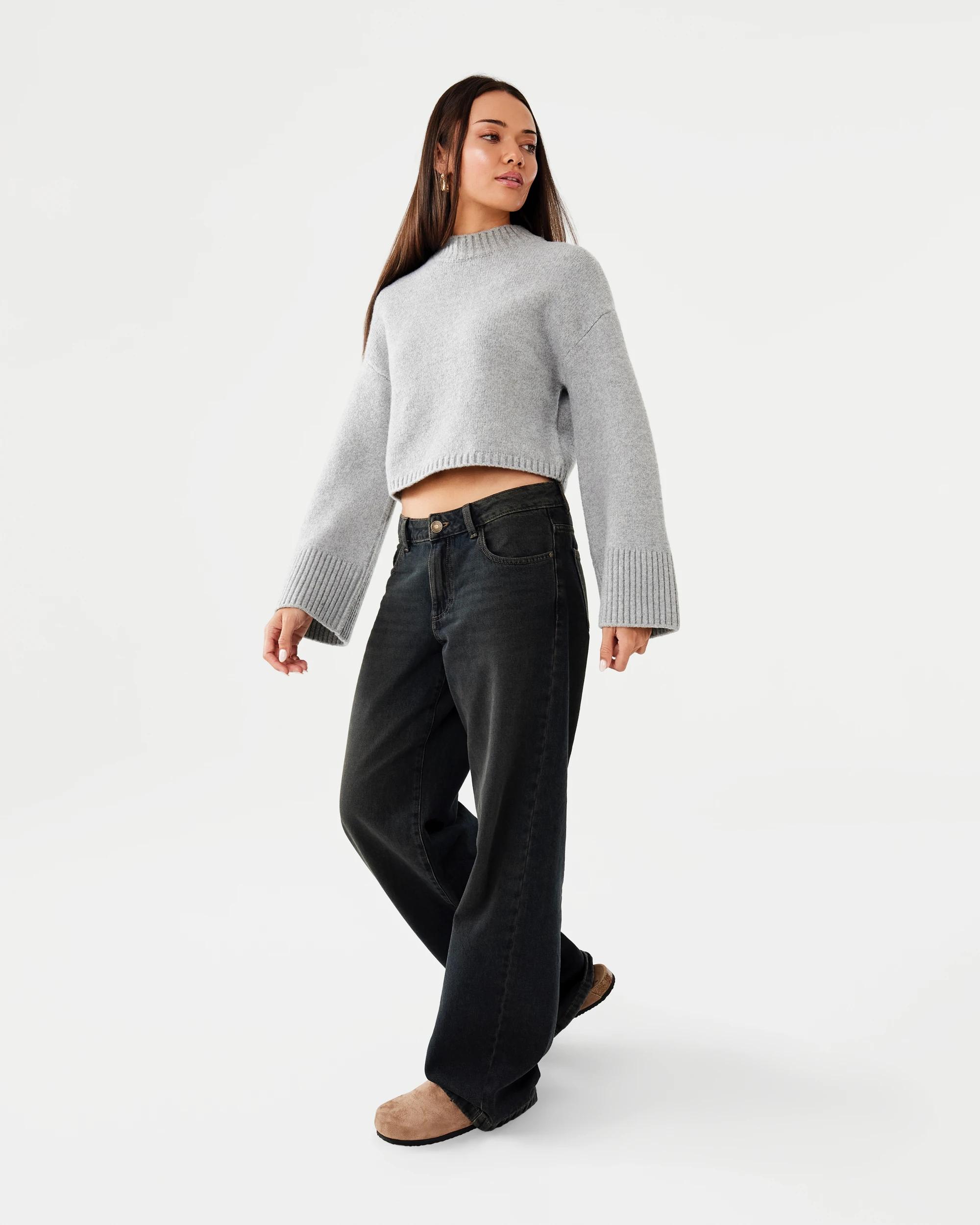 3 Long Sleeve Mock Neck Jumper Gry Charc, 3 of 8