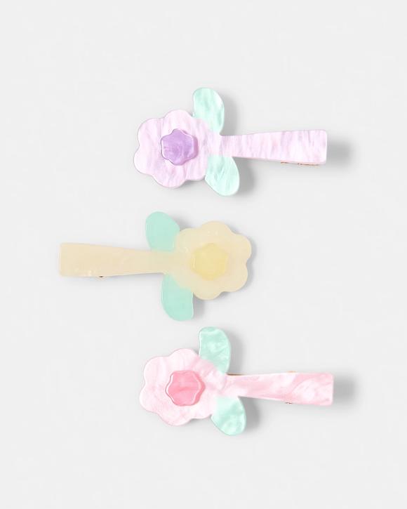 3 Pack Flower Acetate Clips