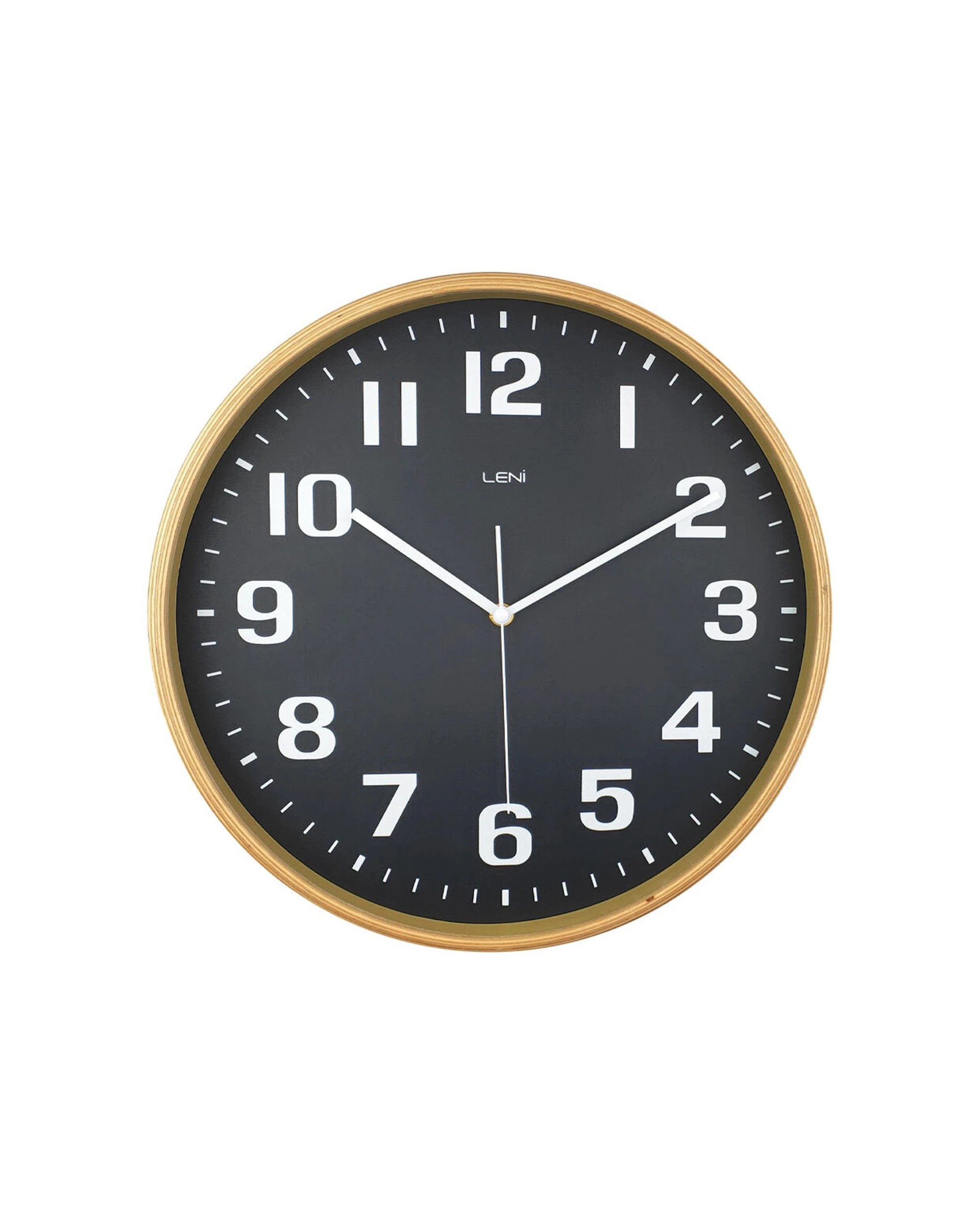 1 Leni Wall Mounted Clock Wood Frame 32cm Modern Design - Black, 1 of 1