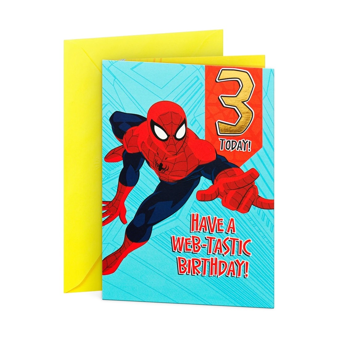 1 Hallmark Marvel Web-Tastic Spiderman Birthday Card - Age 3, 1 of 2
